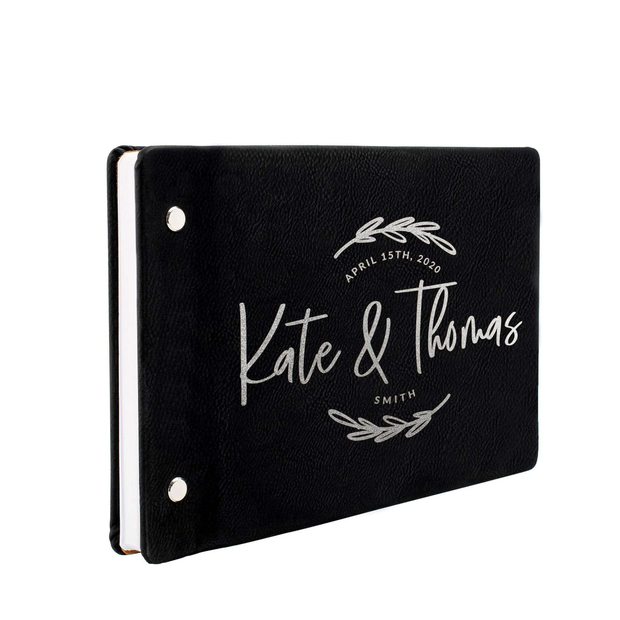 Personalized Wedding Guest Book - Custom Oval Floral Design Guest Book