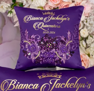 Plum Quinceanera Tiara Pillow