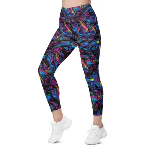 Psychedelic Neon Paint Leggings with Pockets