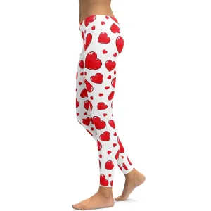 Red Heart Shaped Balloons Leggings