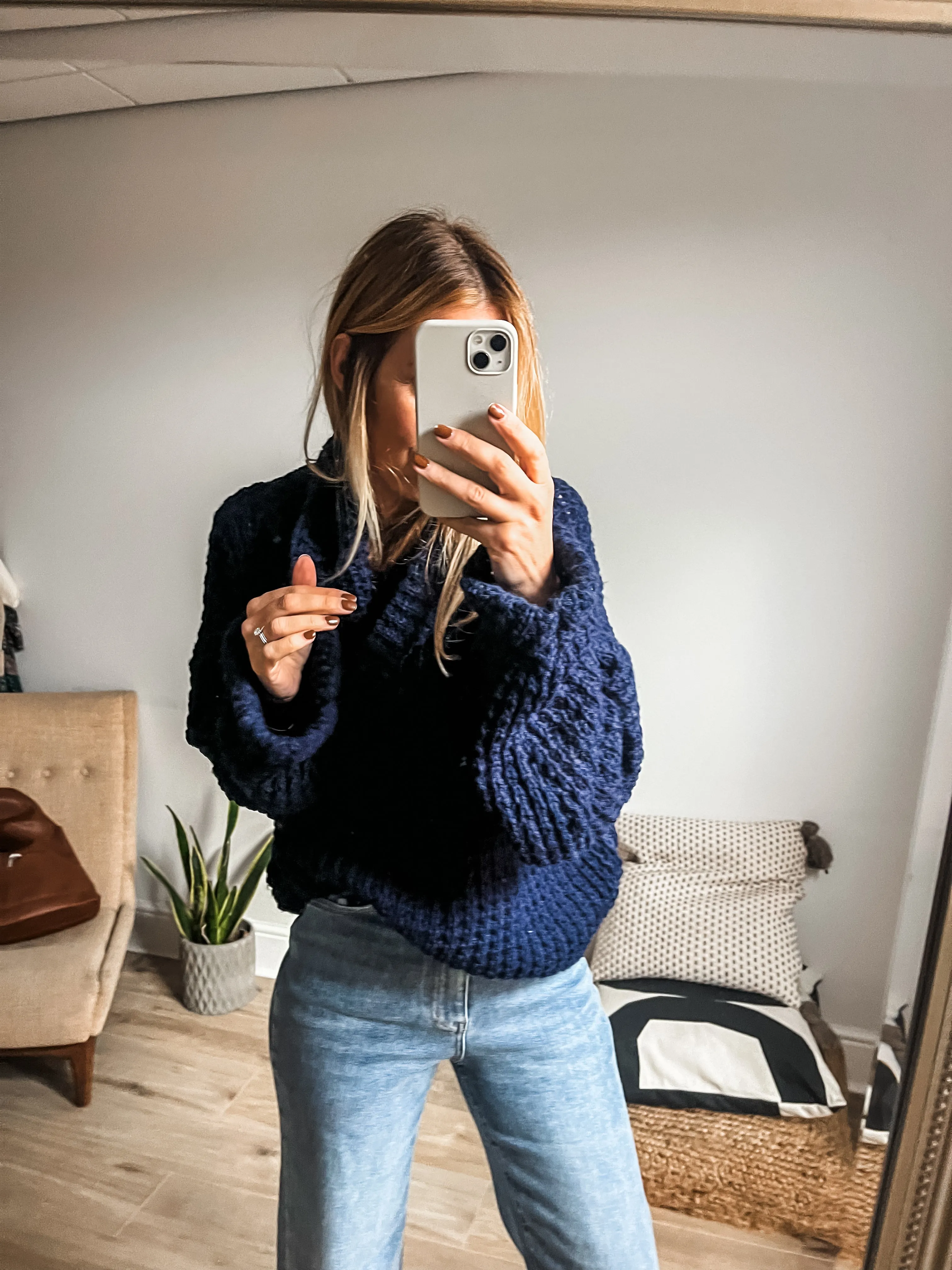 Roll Neck Chunky Cropped Jumper