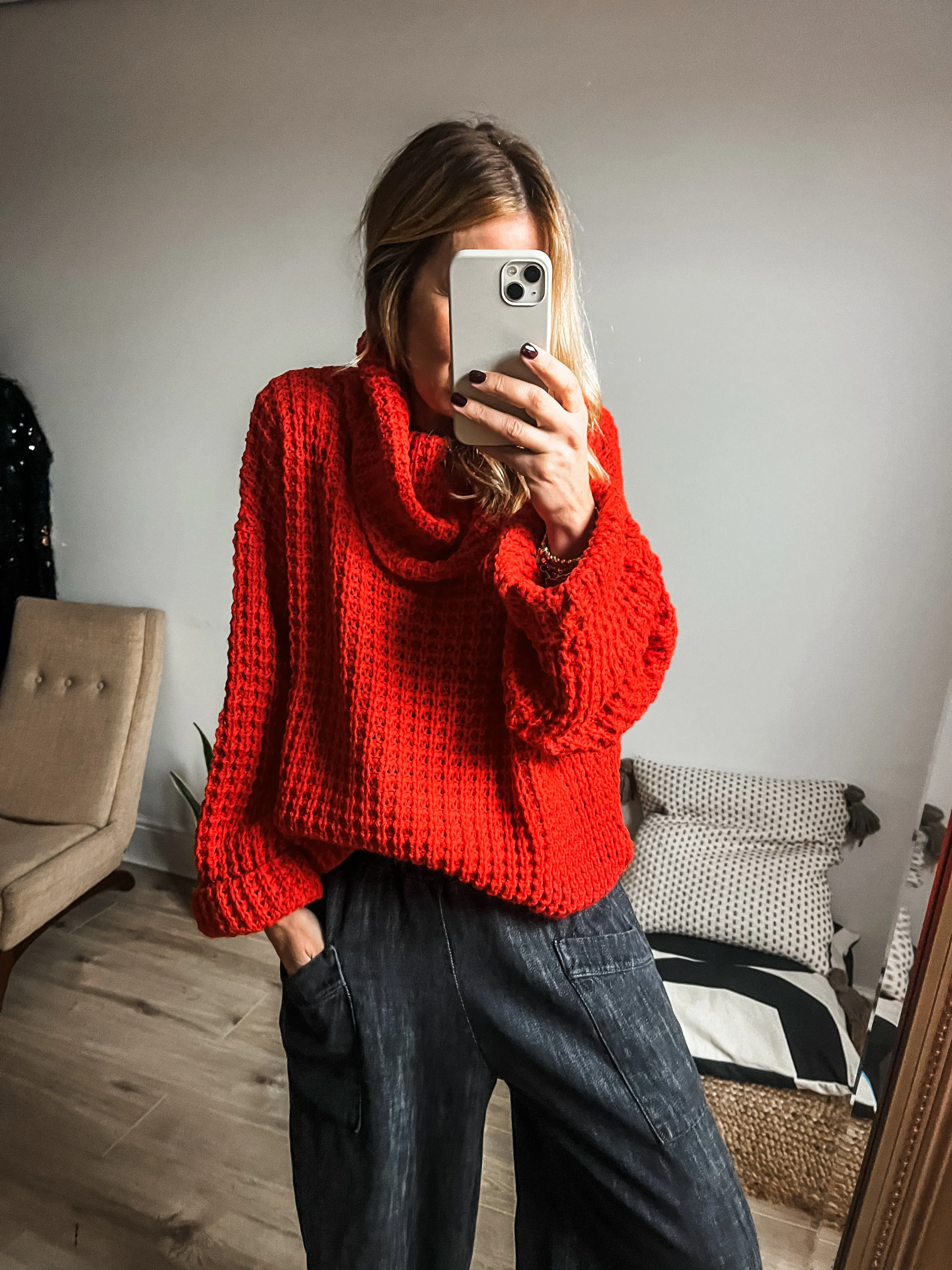 Roll Neck Chunky Cropped Jumper