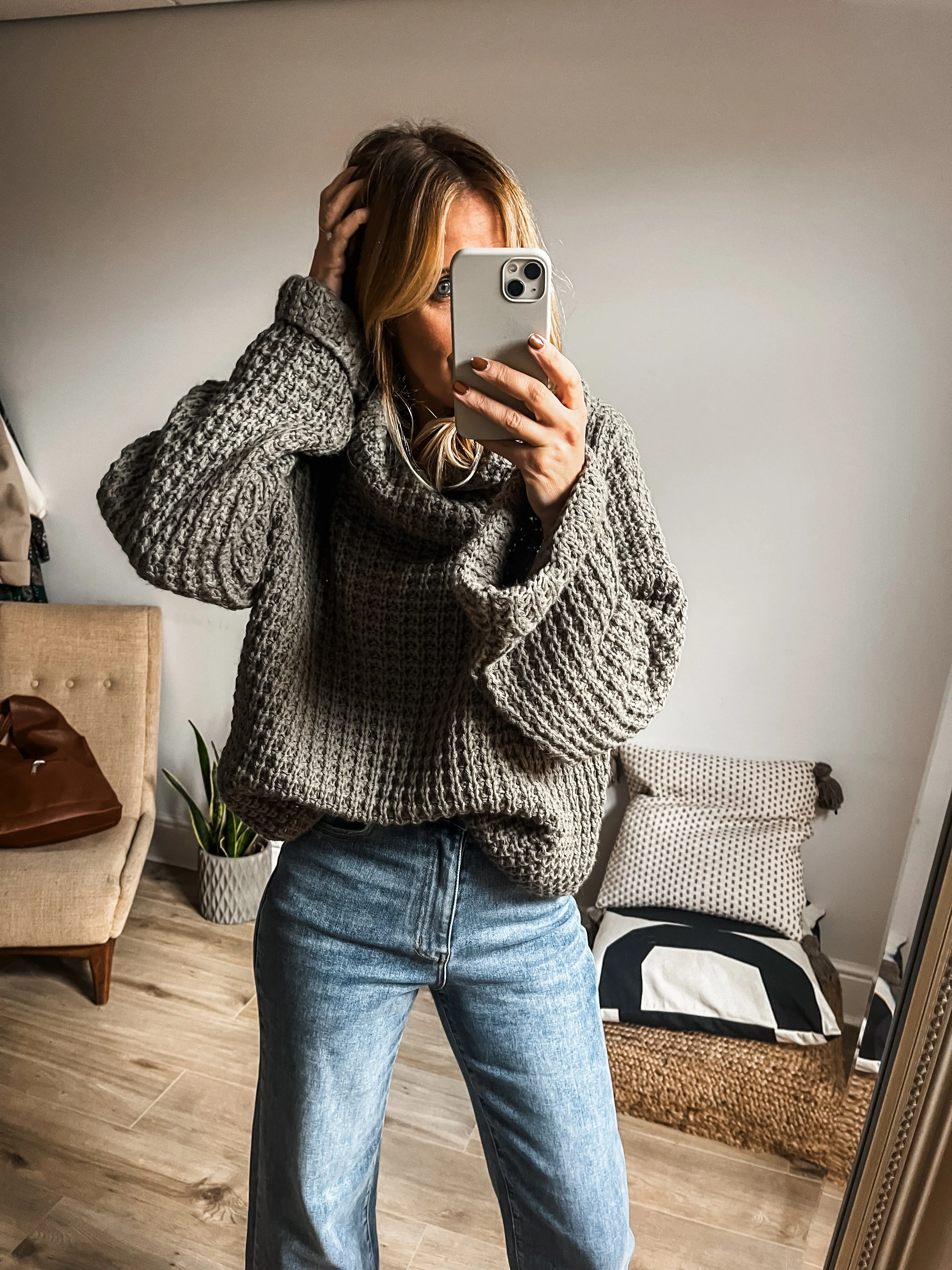 Roll Neck Chunky Cropped Jumper