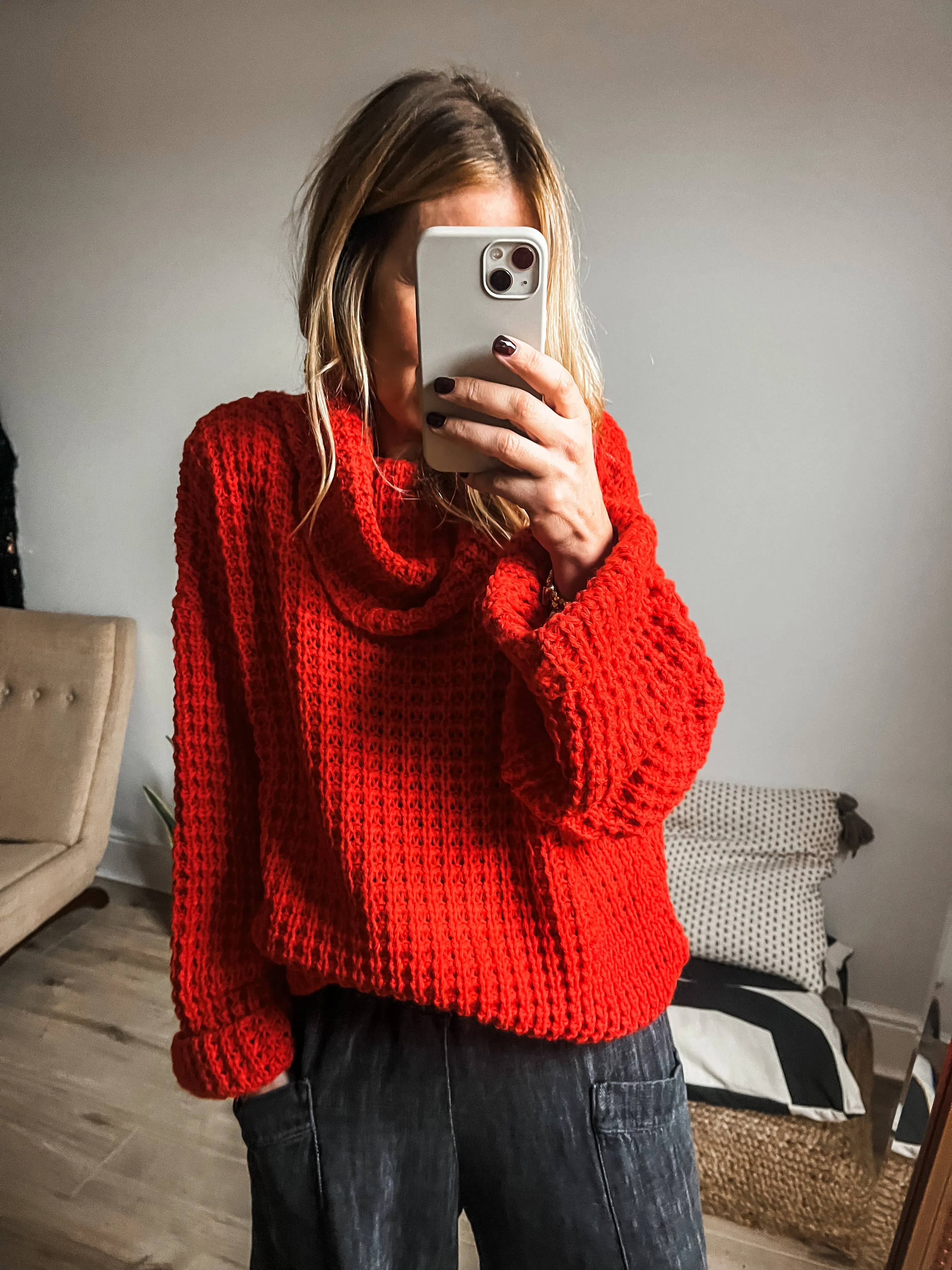 Roll Neck Chunky Cropped Jumper