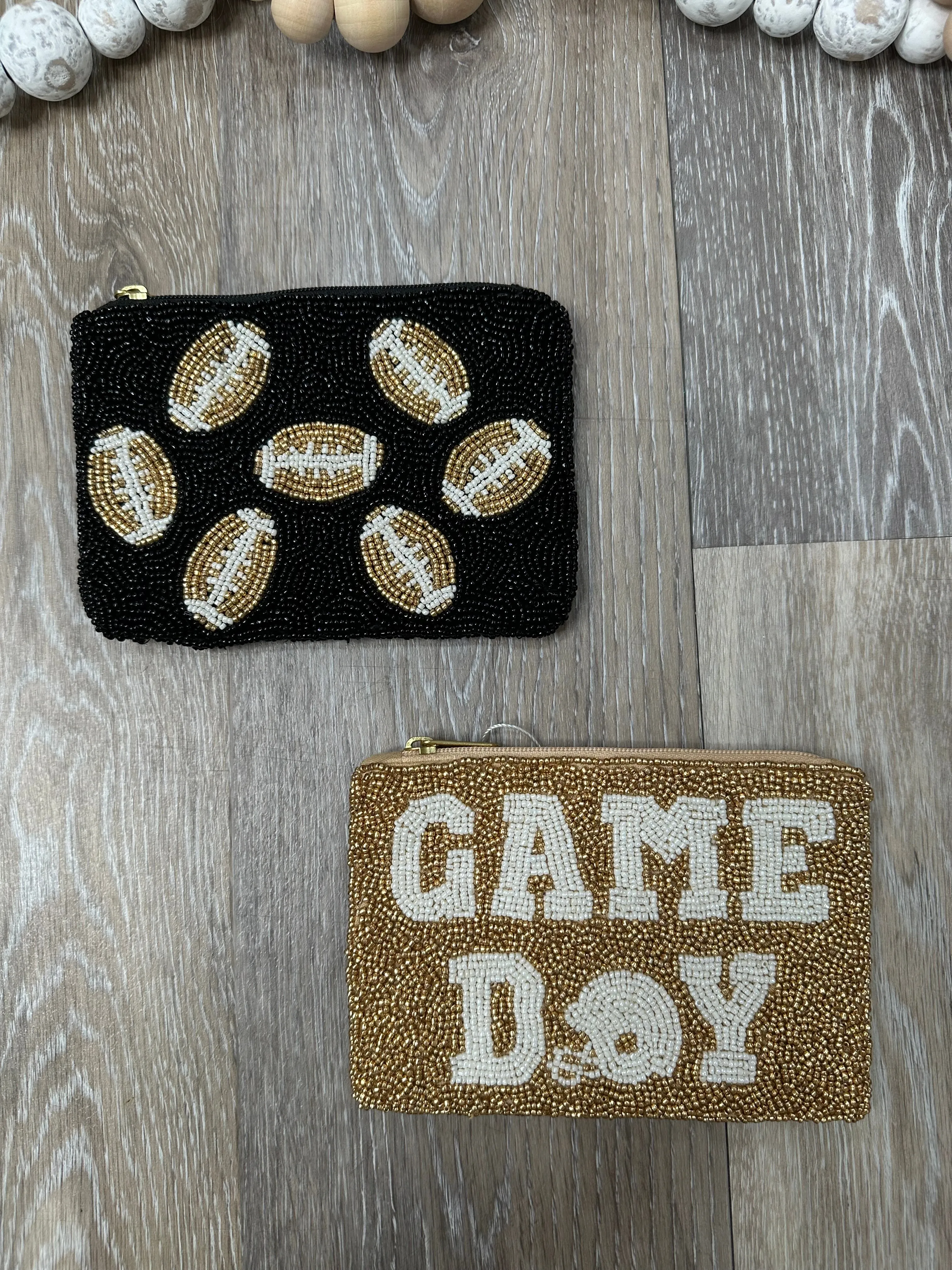 SHI Gold Game Day Beaded Pouch