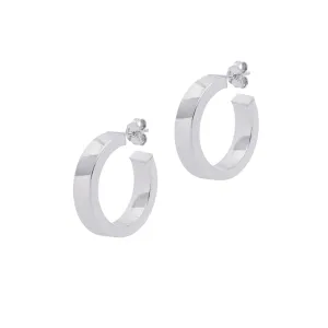 Shiny, Structured Hoop Earrings - Silver (butterflies)