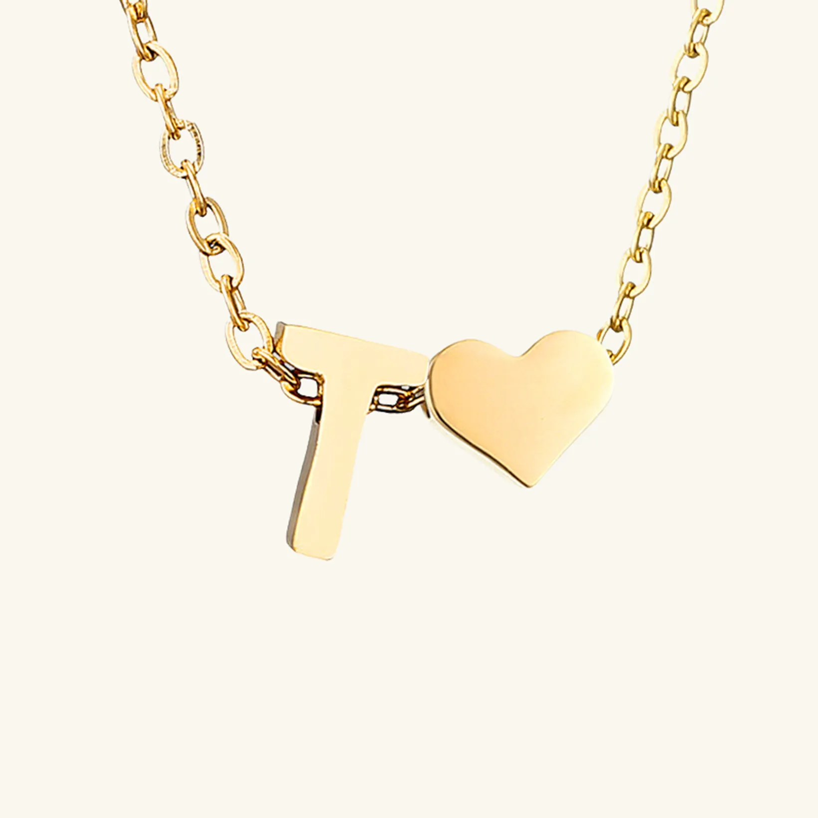 Small Heart Initial Letter Necklace