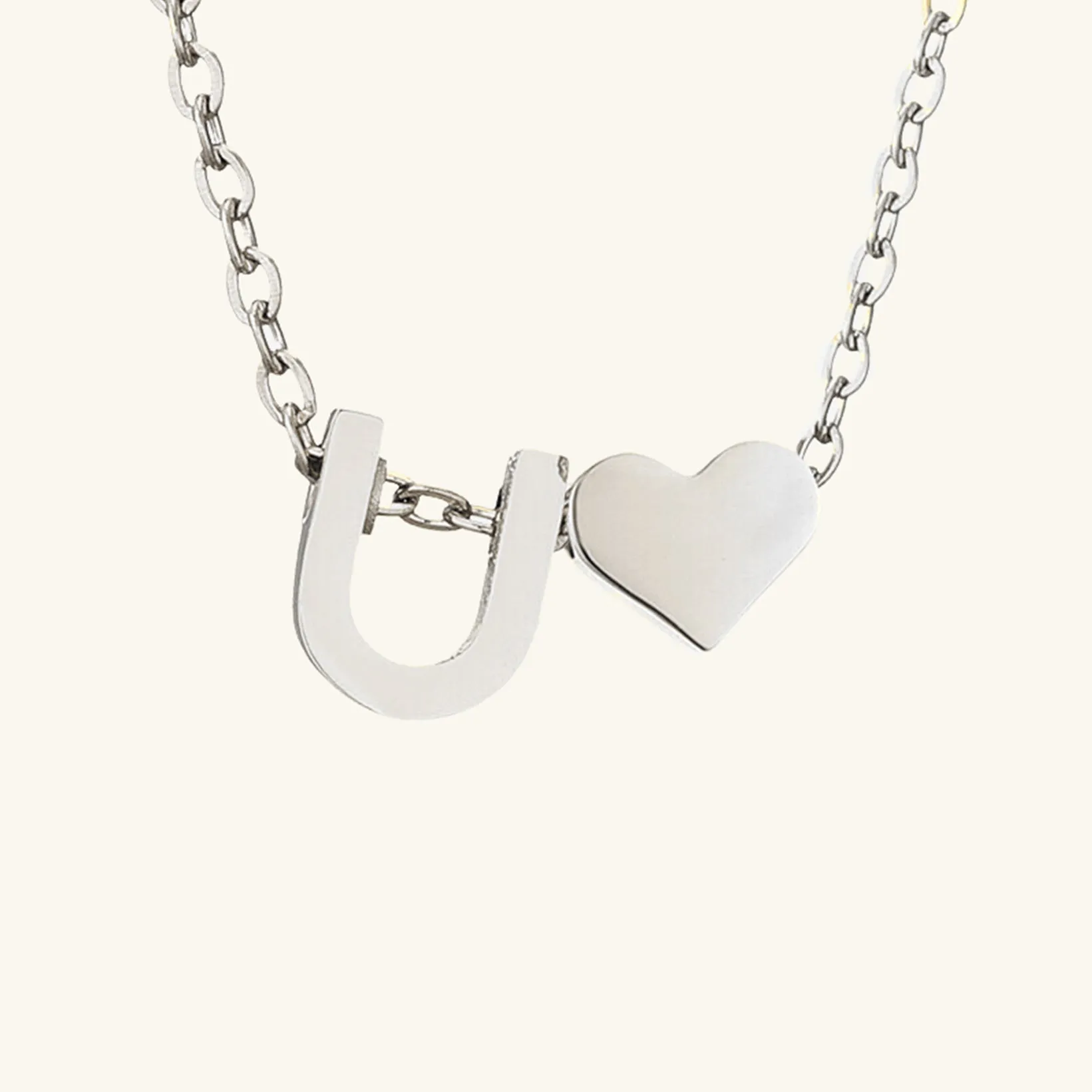 Small Heart Initial Letter Necklace