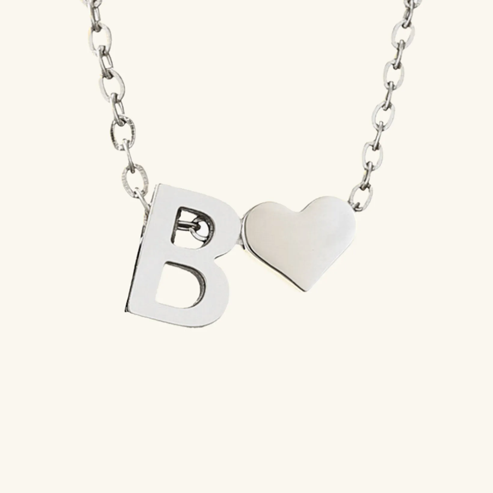 Small Heart Initial Letter Necklace