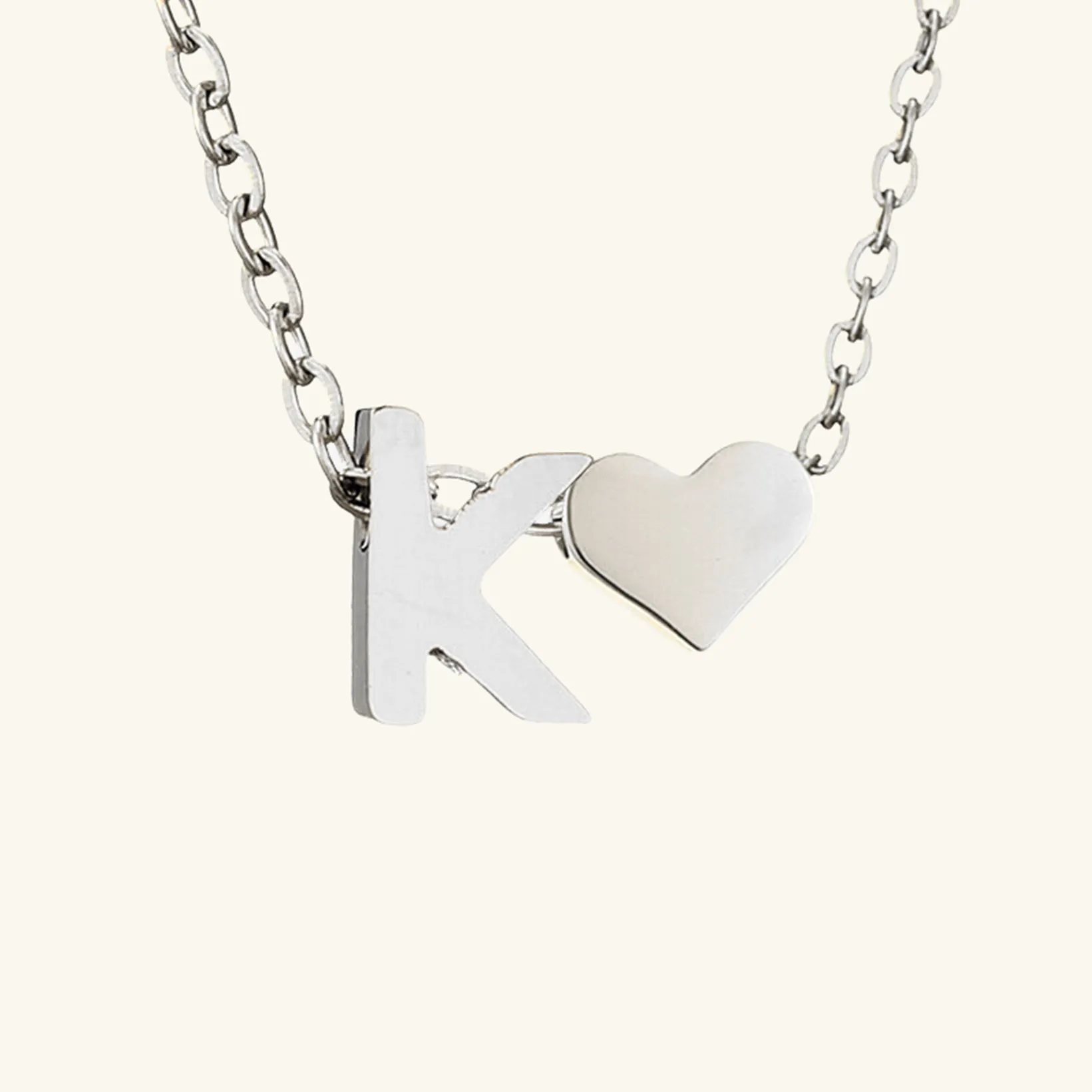 Small Heart Initial Letter Necklace