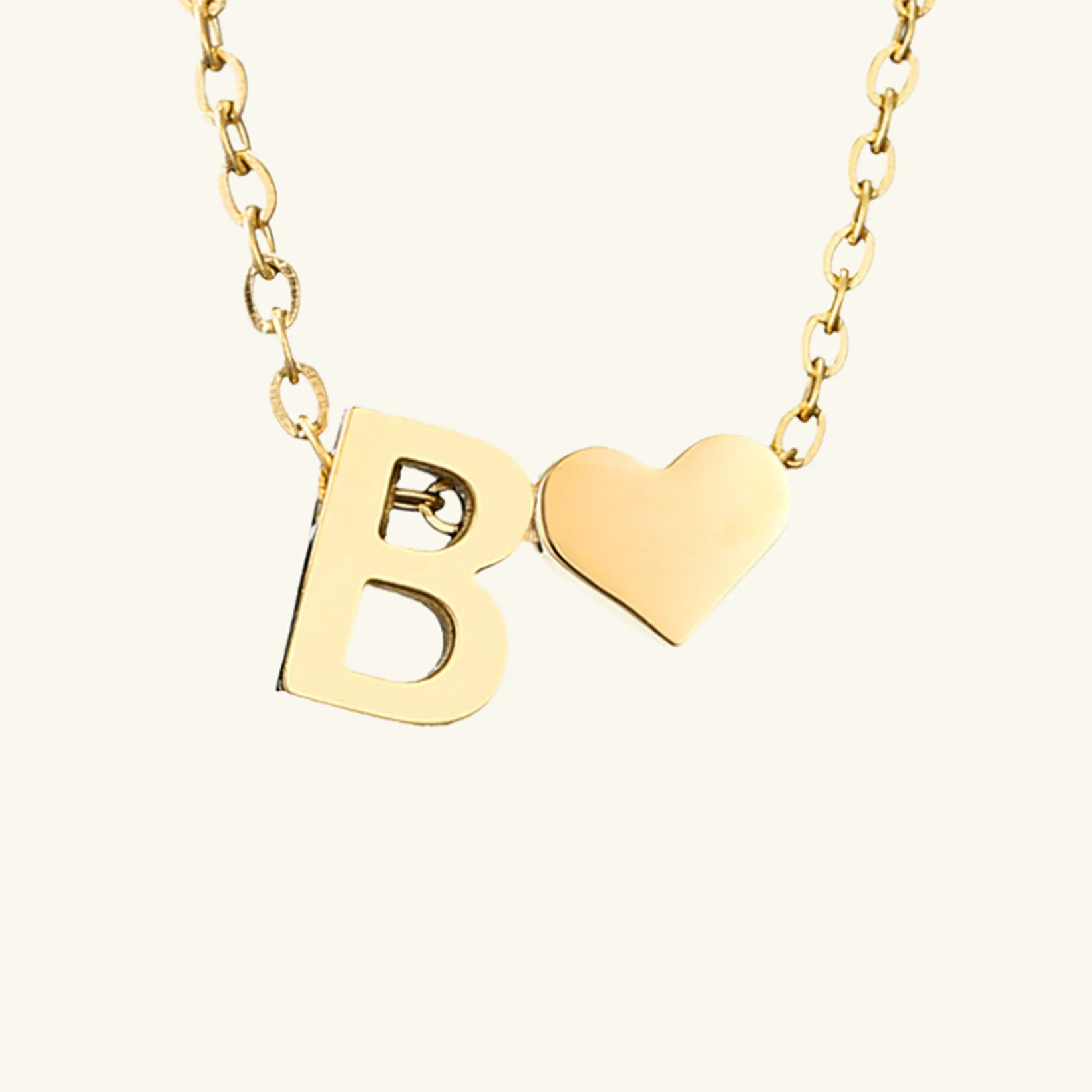 Small Heart Initial Letter Necklace