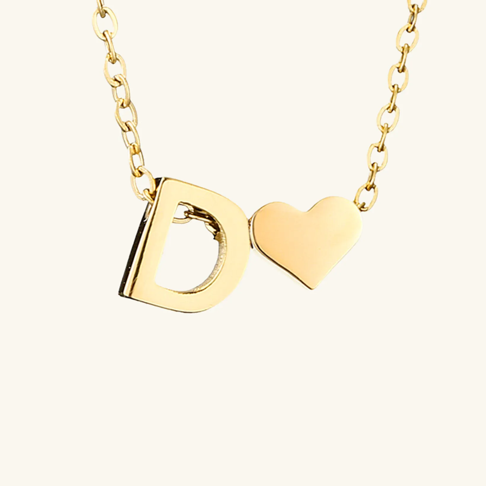 Small Heart Initial Letter Necklace