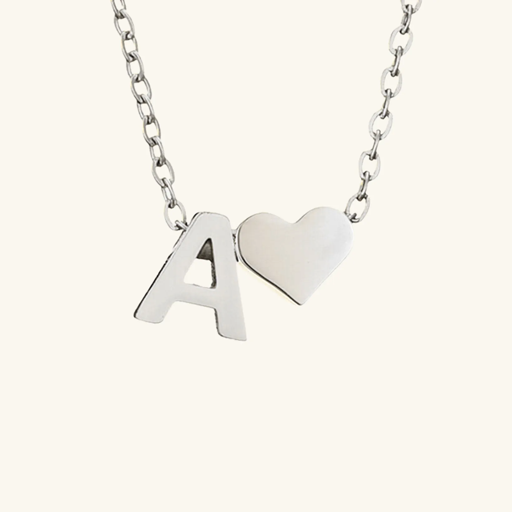 Small Heart Initial Letter Necklace