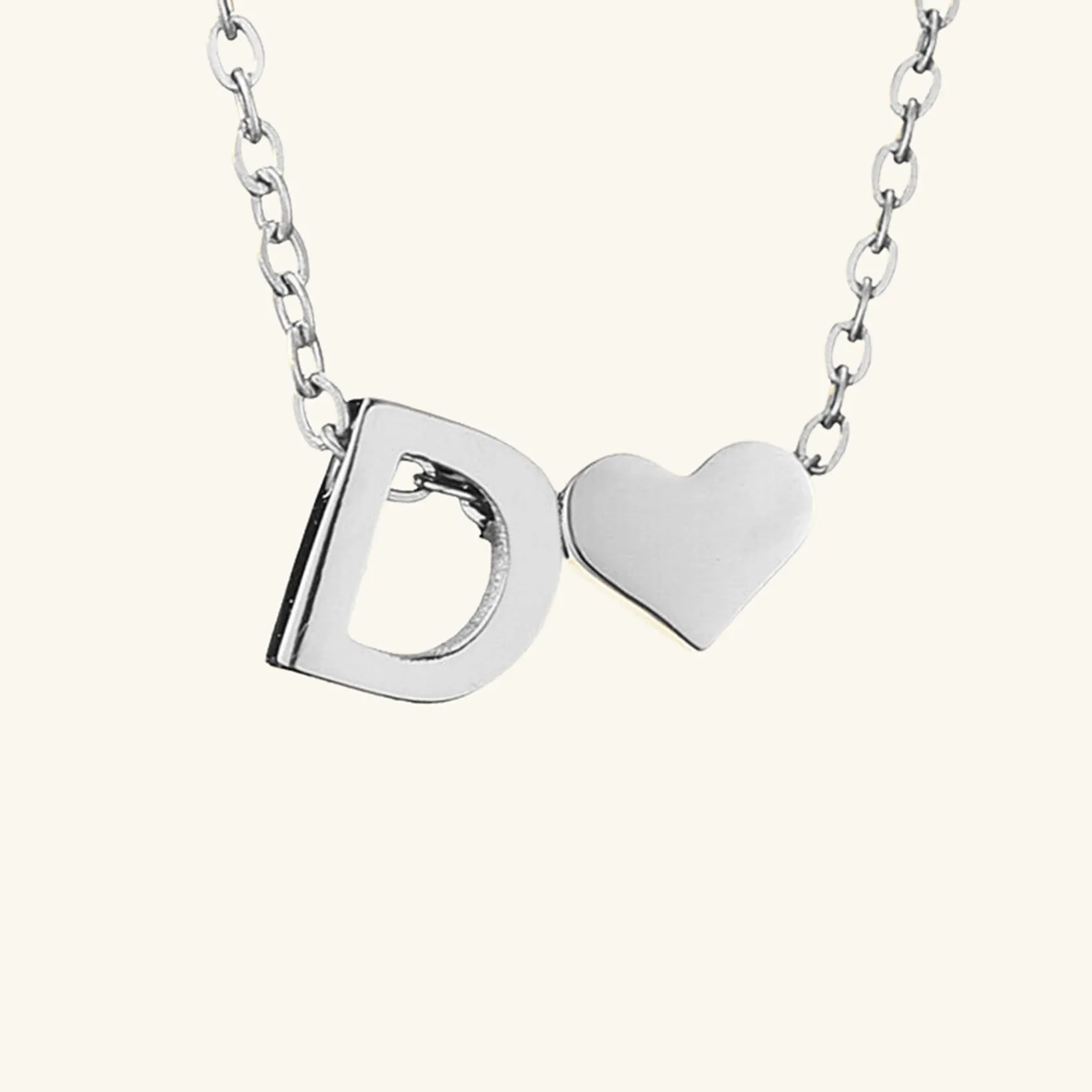 Small Heart Initial Letter Necklace