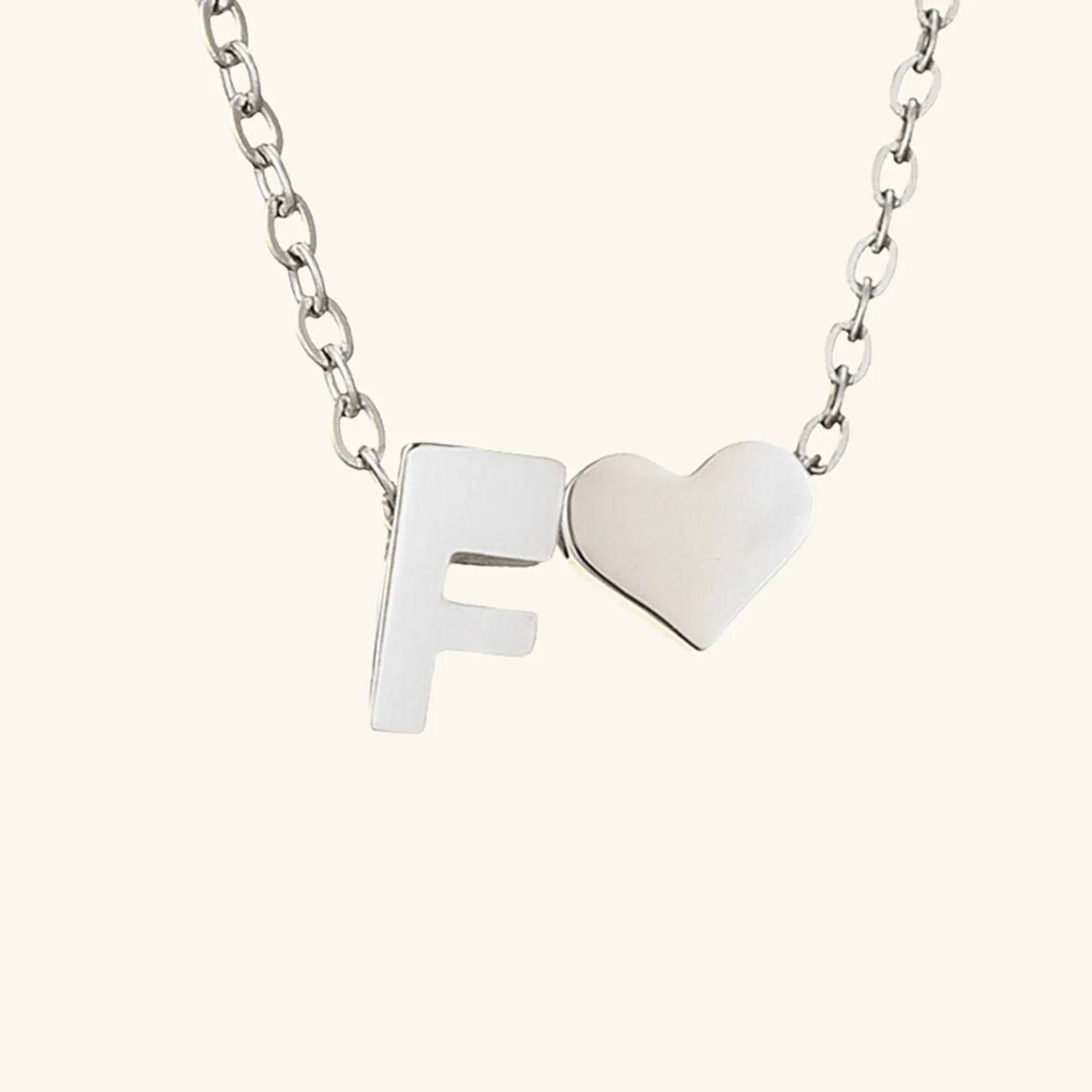 Small Heart Initial Letter Necklace