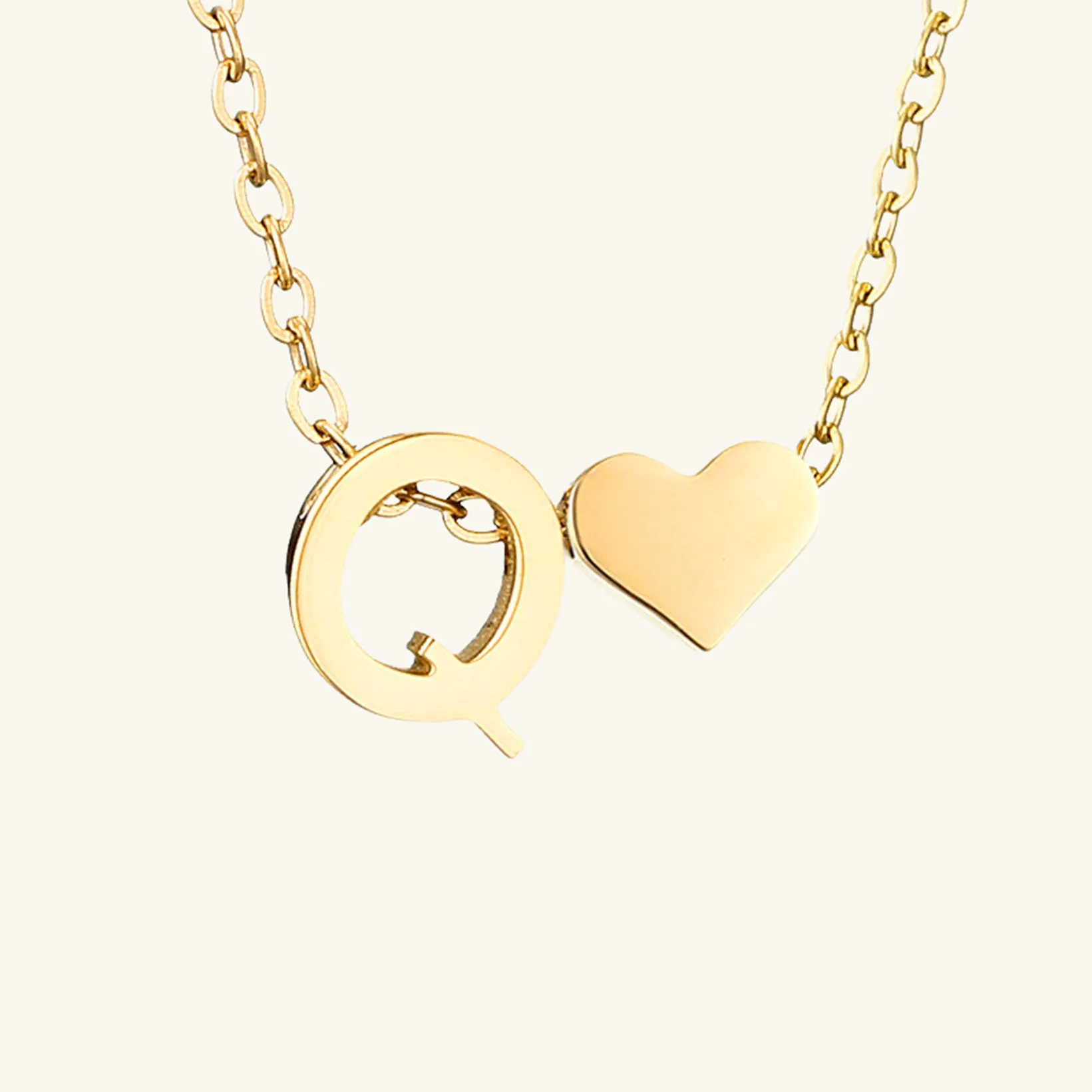 Small Heart Initial Letter Necklace