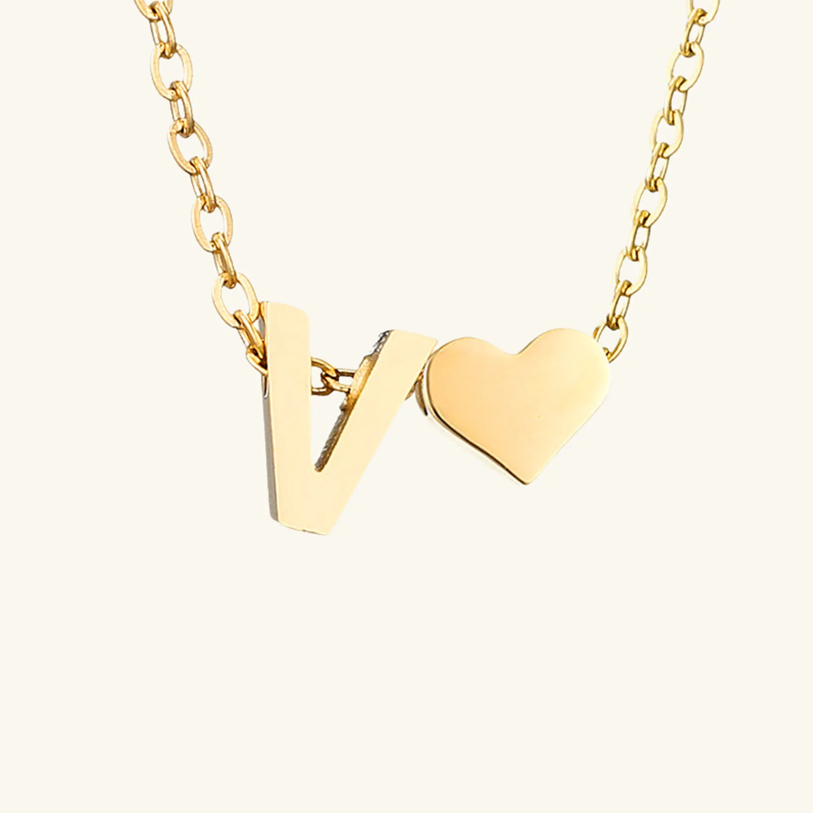 Small Heart Initial Letter Necklace