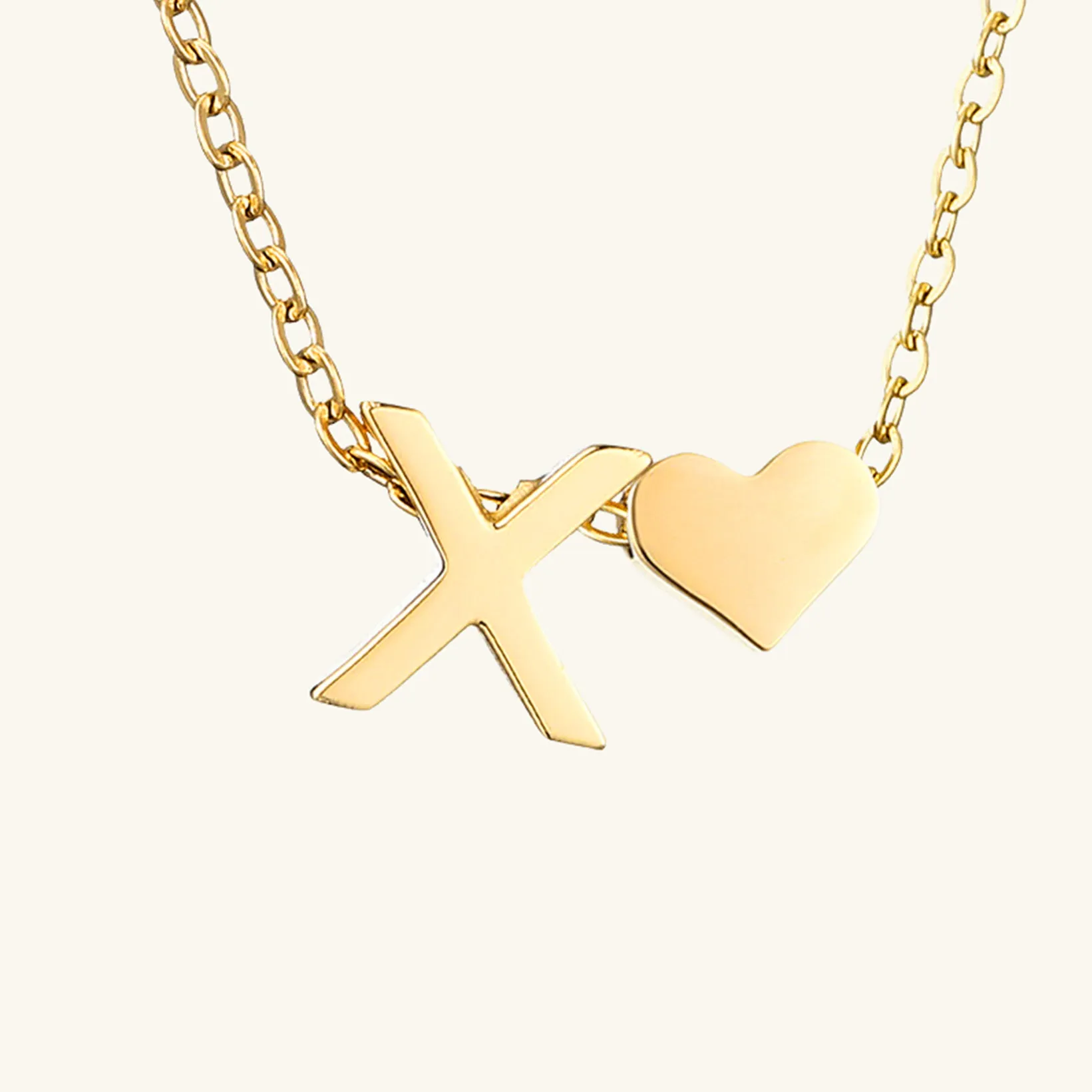 Small Heart Initial Letter Necklace