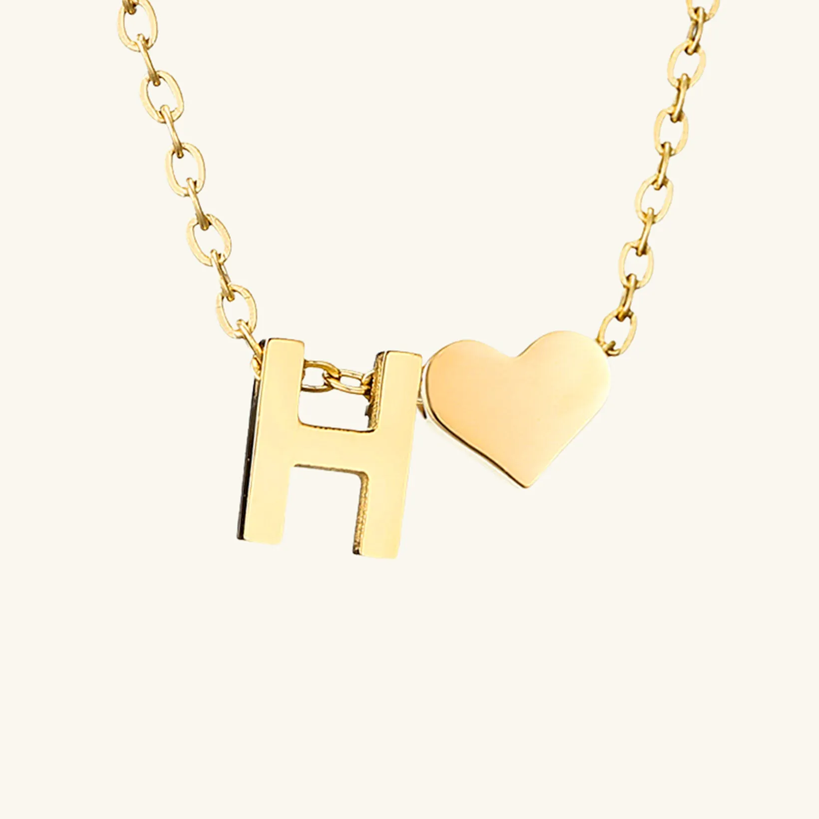 Small Heart Initial Letter Necklace