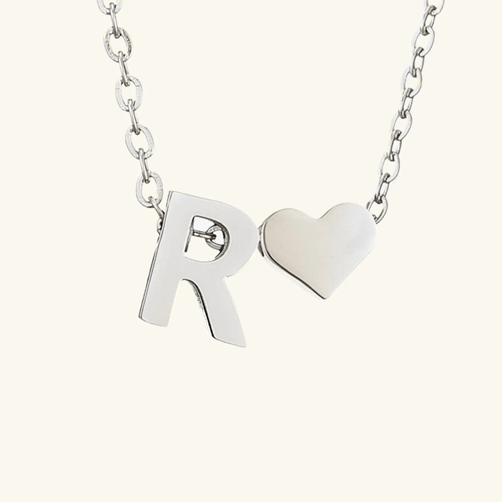 Small Heart Initial Letter Necklace