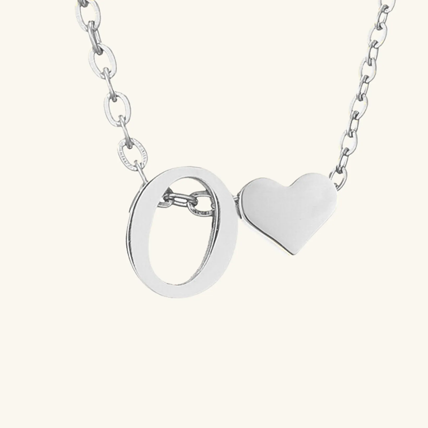 Small Heart Initial Letter Necklace