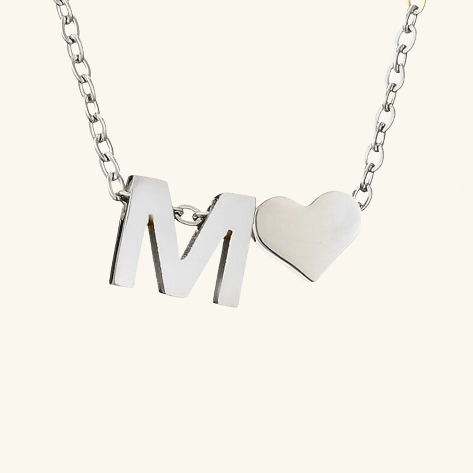 Small Heart Initial Letter Necklace