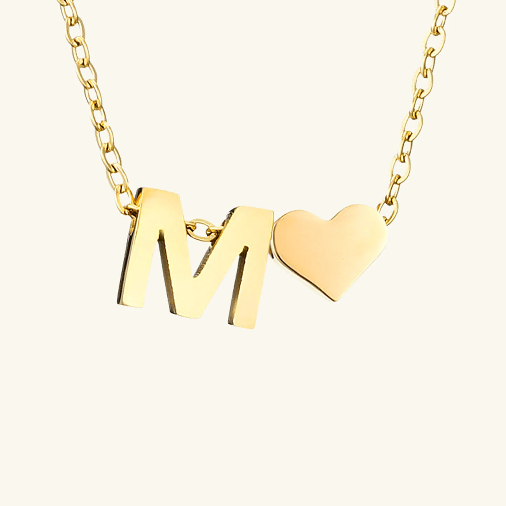 Small Heart Initial Letter Necklace