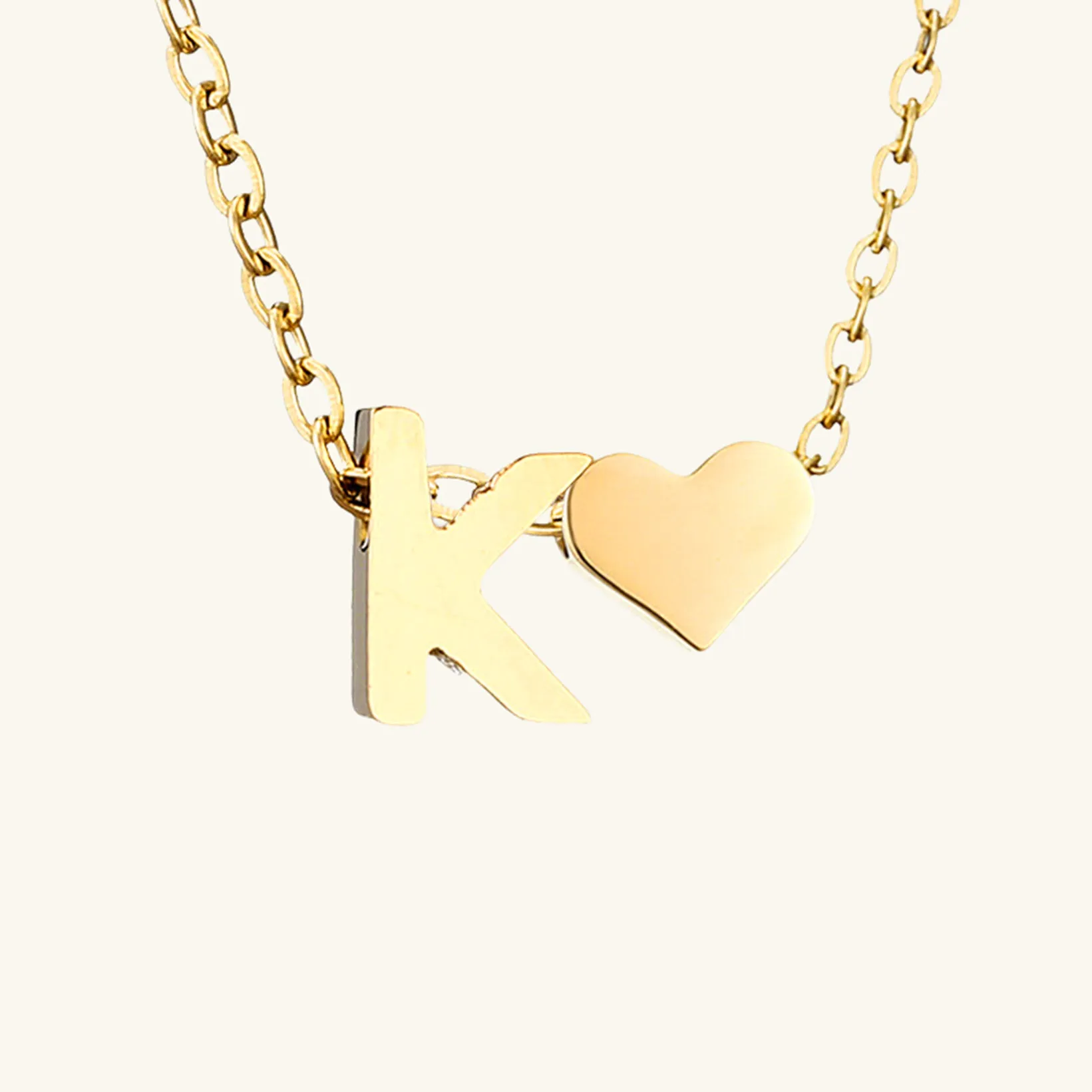 Small Heart Initial Letter Necklace