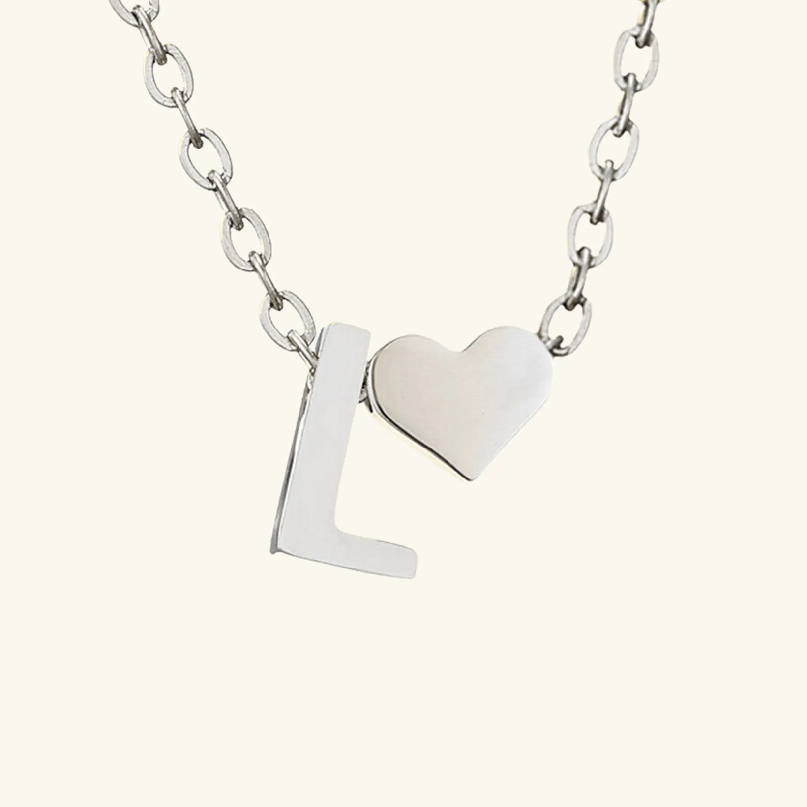 Small Heart Initial Letter Necklace