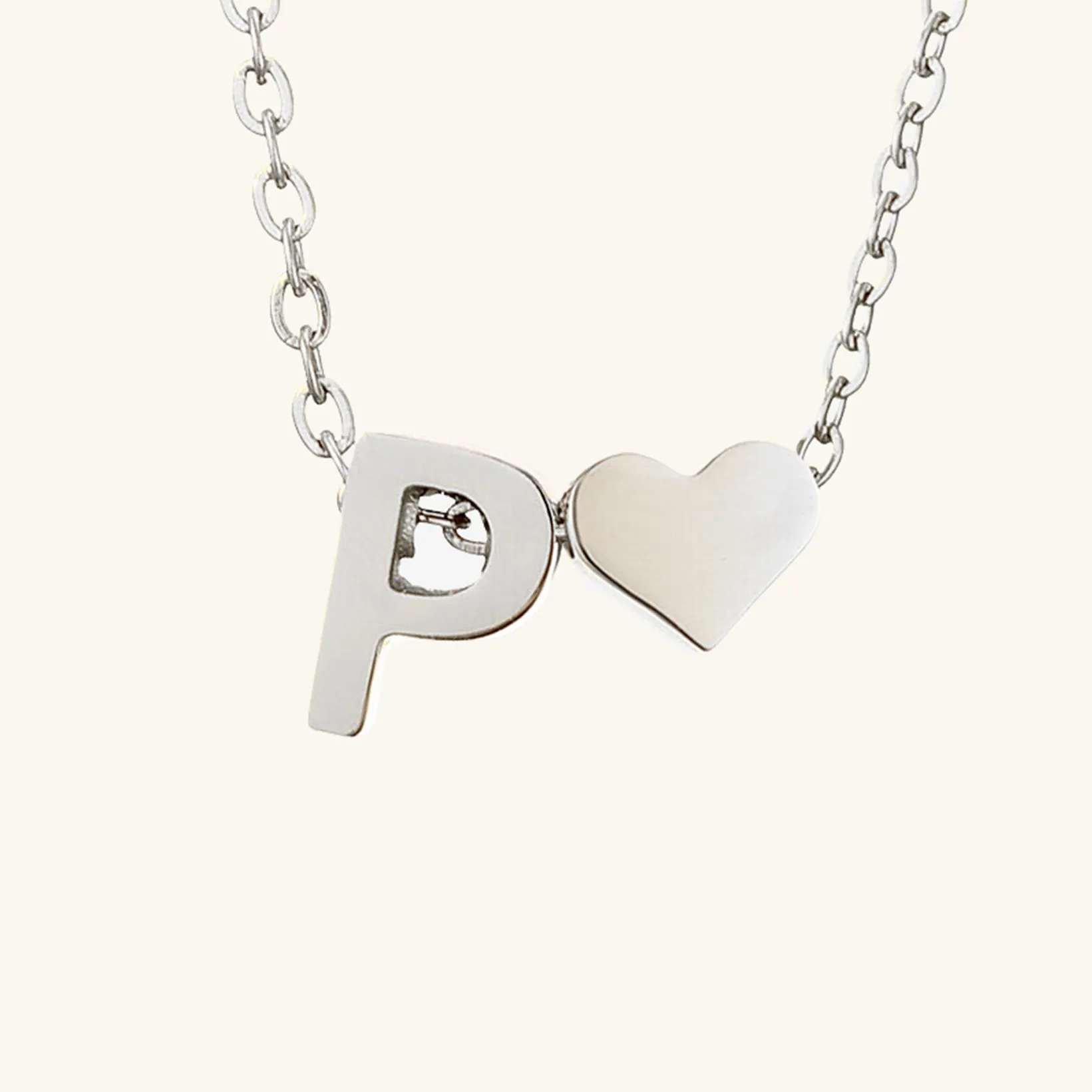 Small Heart Initial Letter Necklace