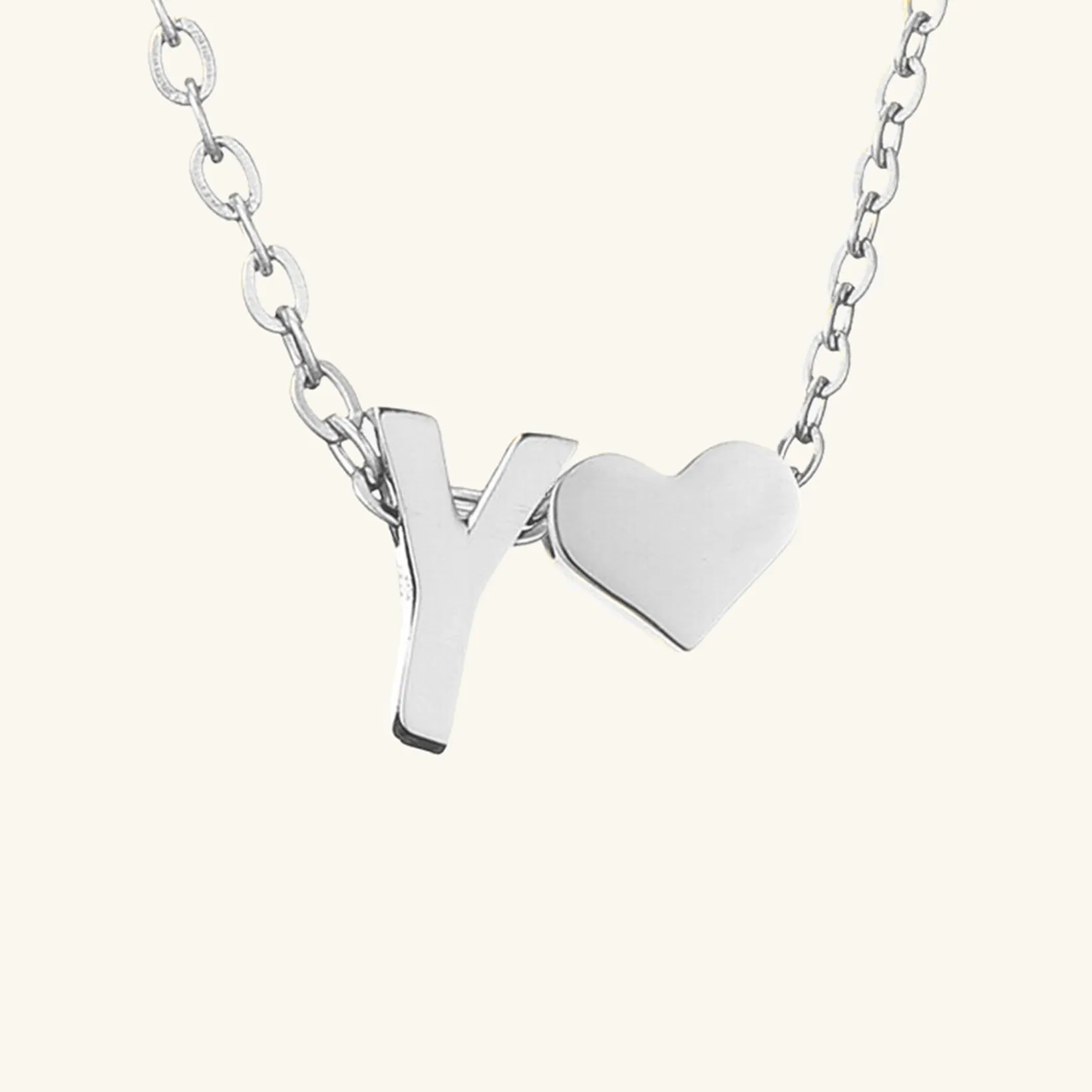 Small Heart Initial Letter Necklace