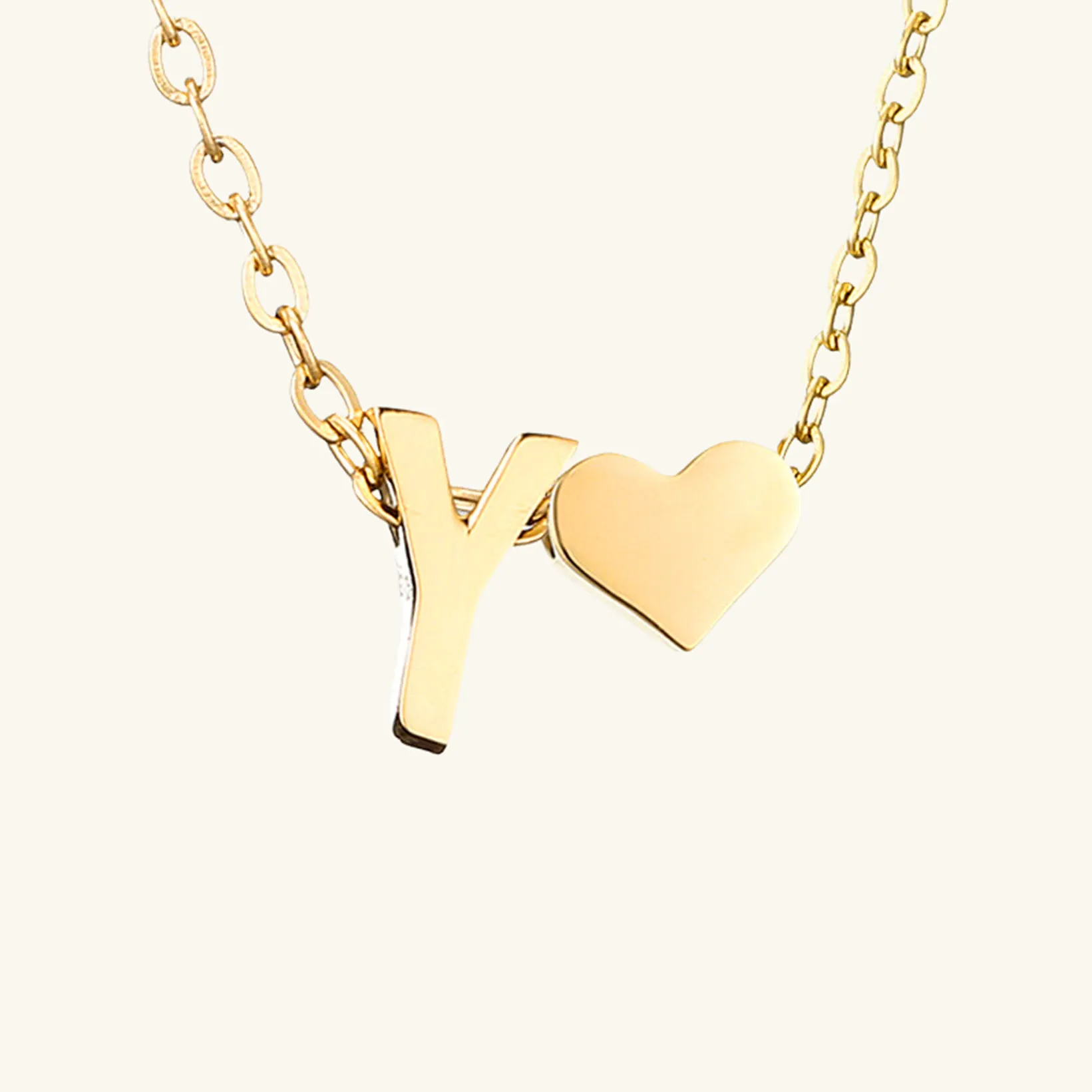 Small Heart Initial Letter Necklace