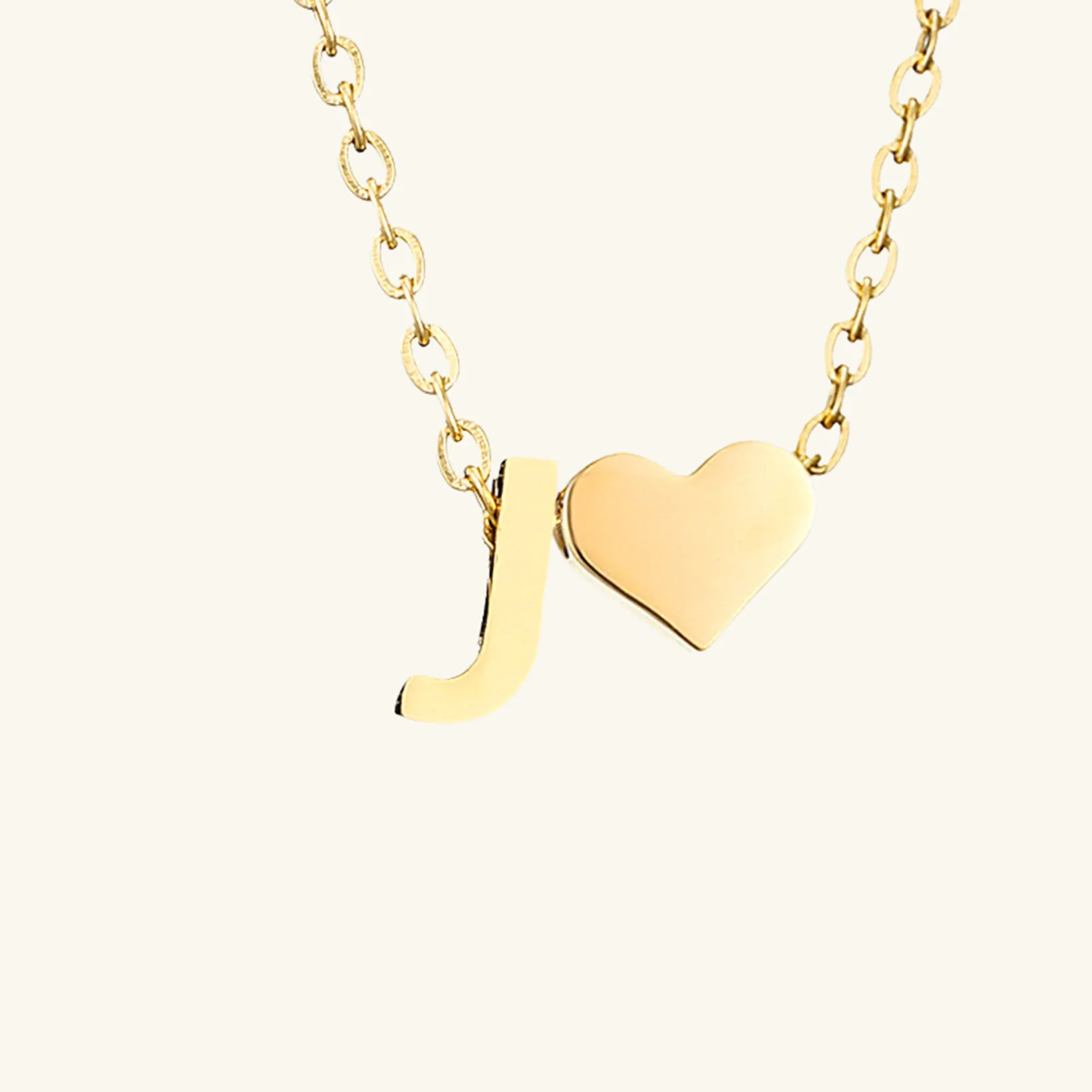 Small Heart Initial Letter Necklace