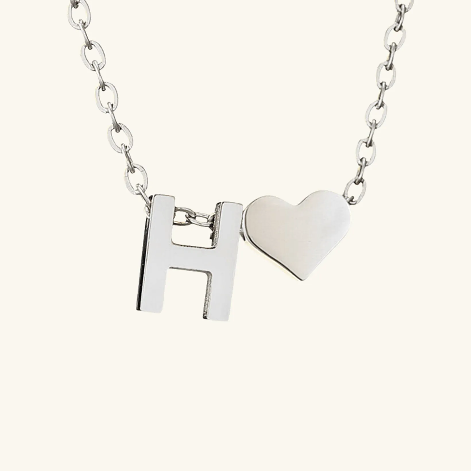 Small Heart Initial Letter Necklace