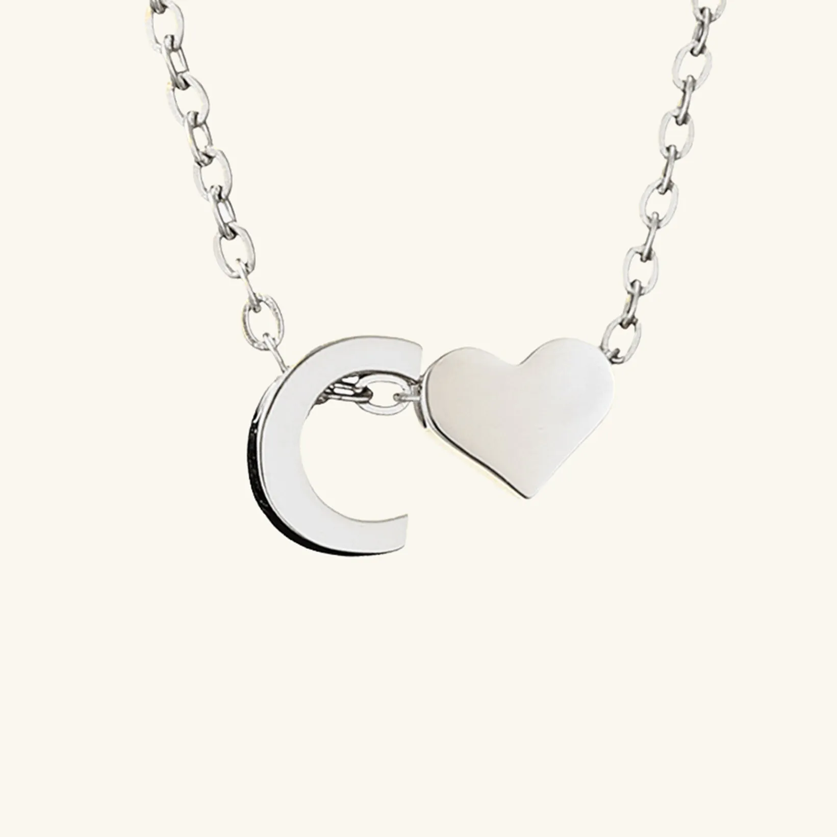 Small Heart Initial Letter Necklace