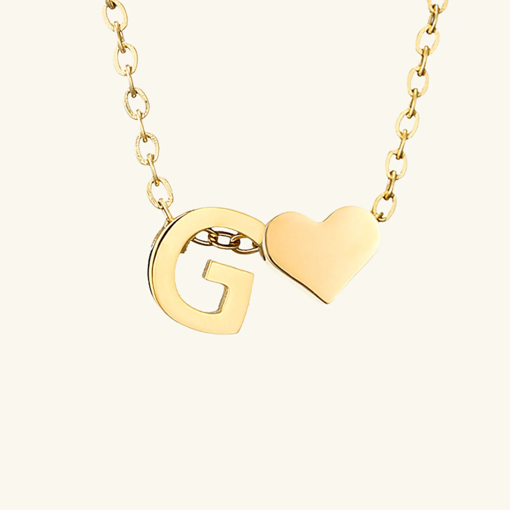 Small Heart Initial Letter Necklace