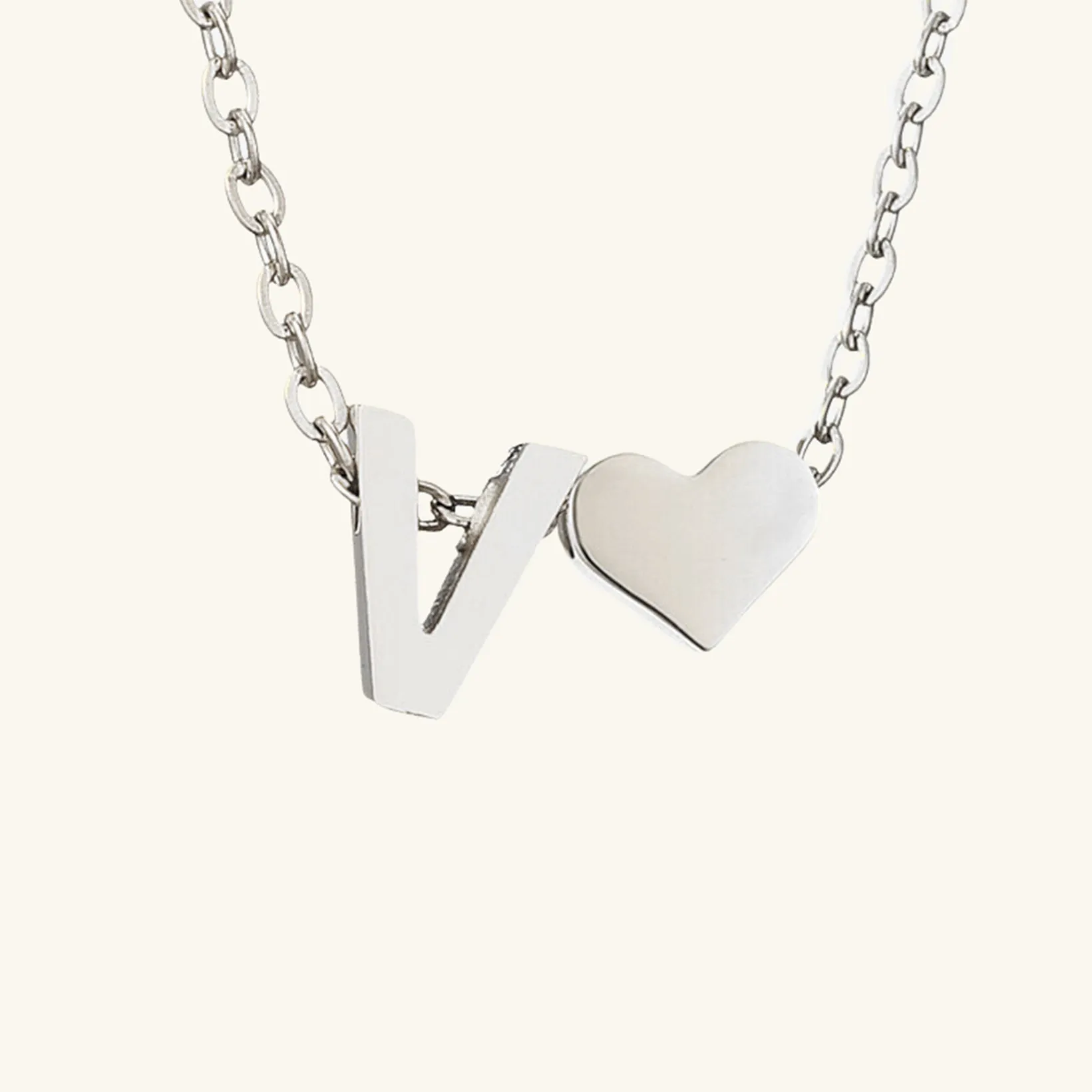 Small Heart Initial Letter Necklace