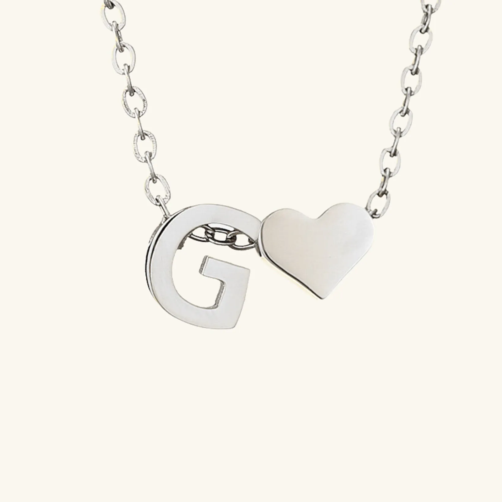 Small Heart Initial Letter Necklace