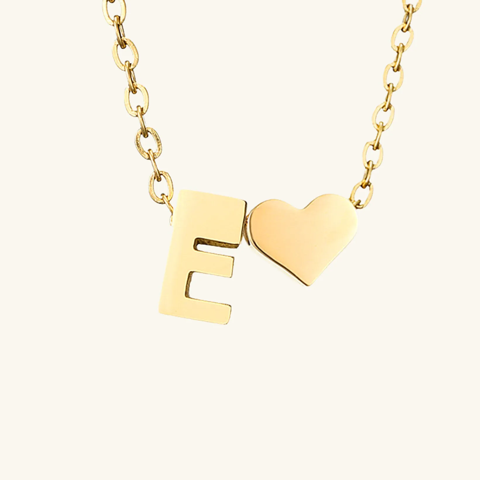 Small Heart Initial Letter Necklace