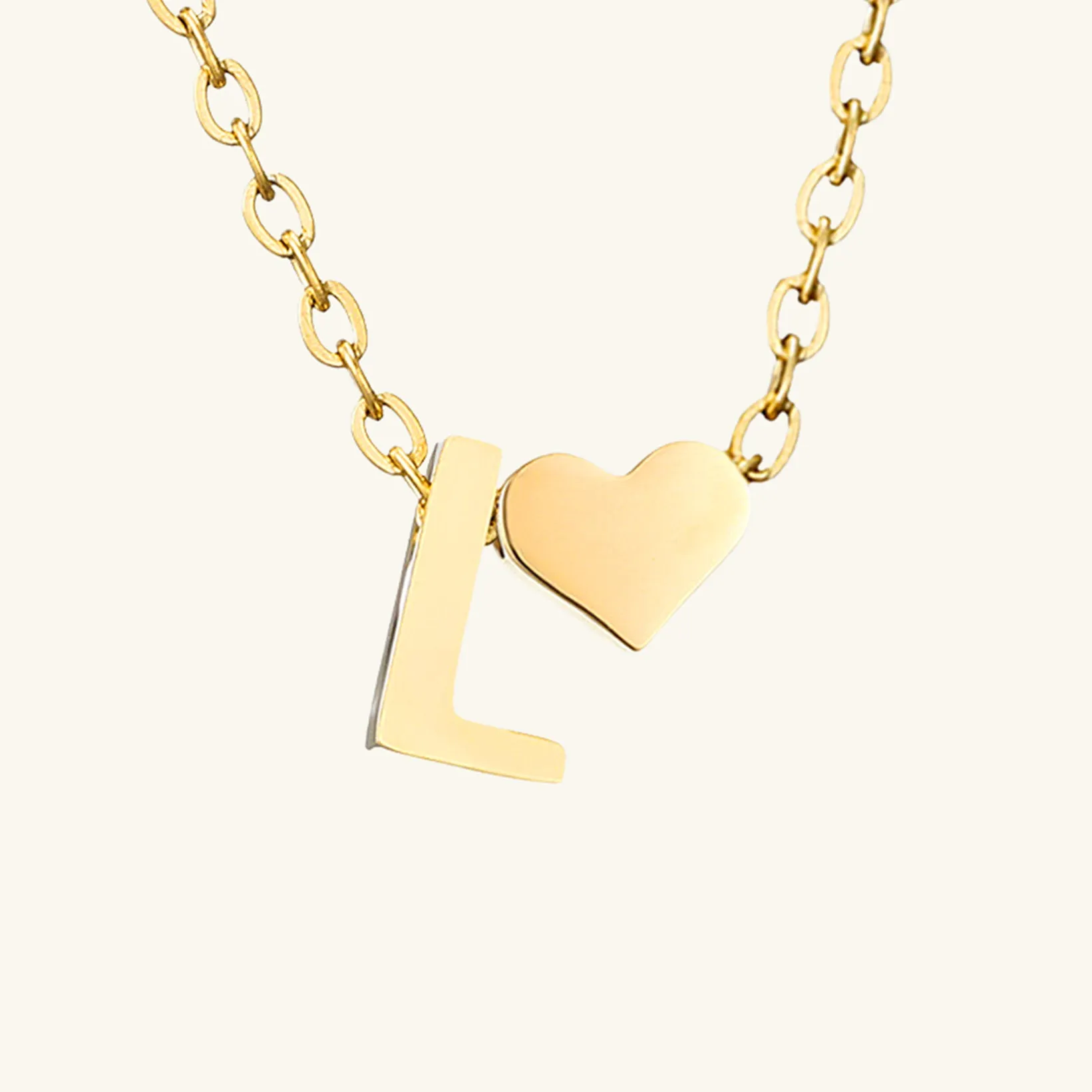 Small Heart Initial Letter Necklace