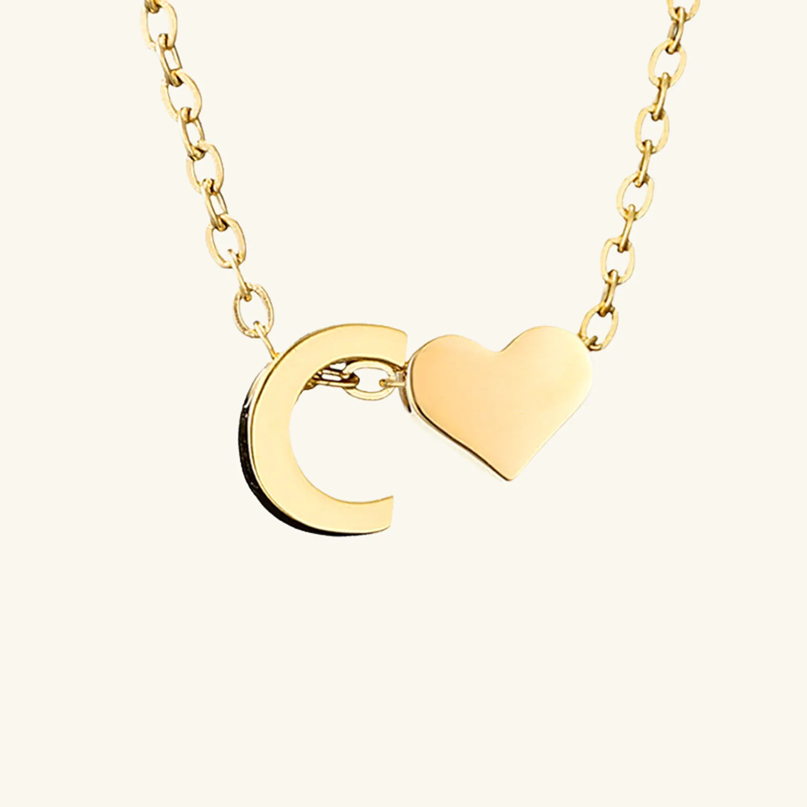 Small Heart Initial Letter Necklace