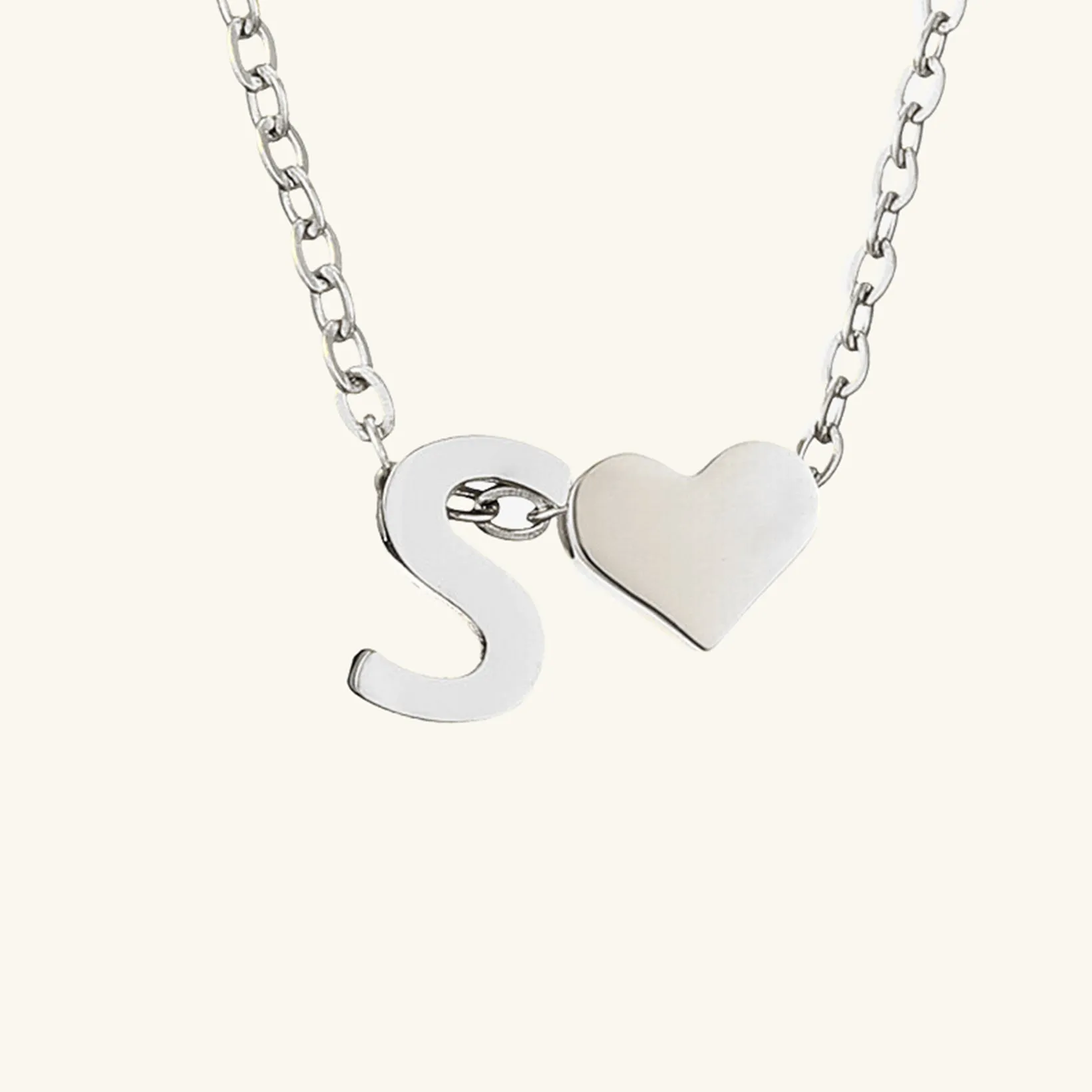 Small Heart Initial Letter Necklace