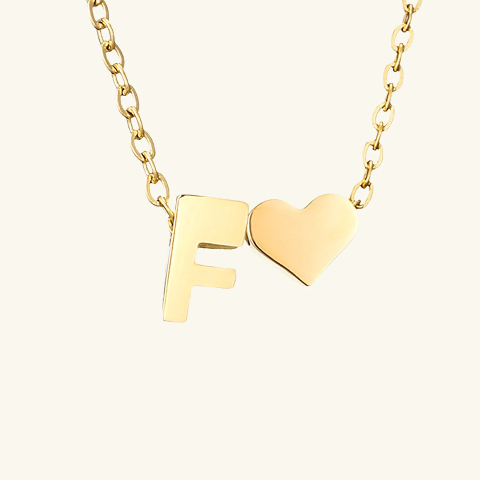 Small Heart Initial Letter Necklace