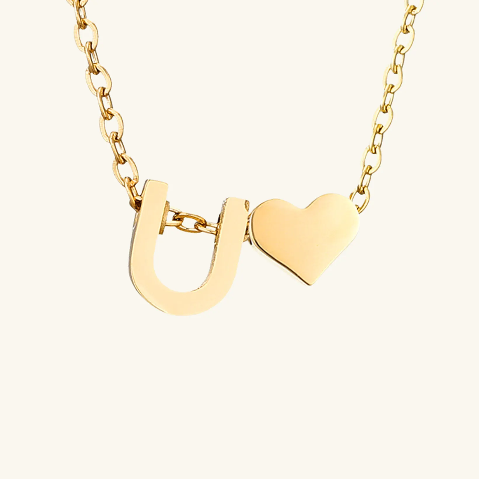 Small Heart Initial Letter Necklace