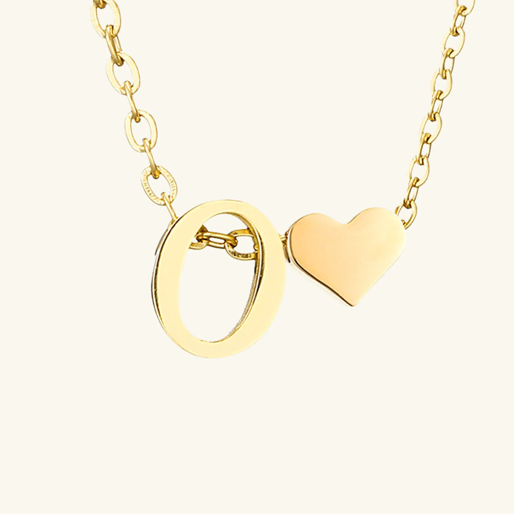 Small Heart Initial Letter Necklace