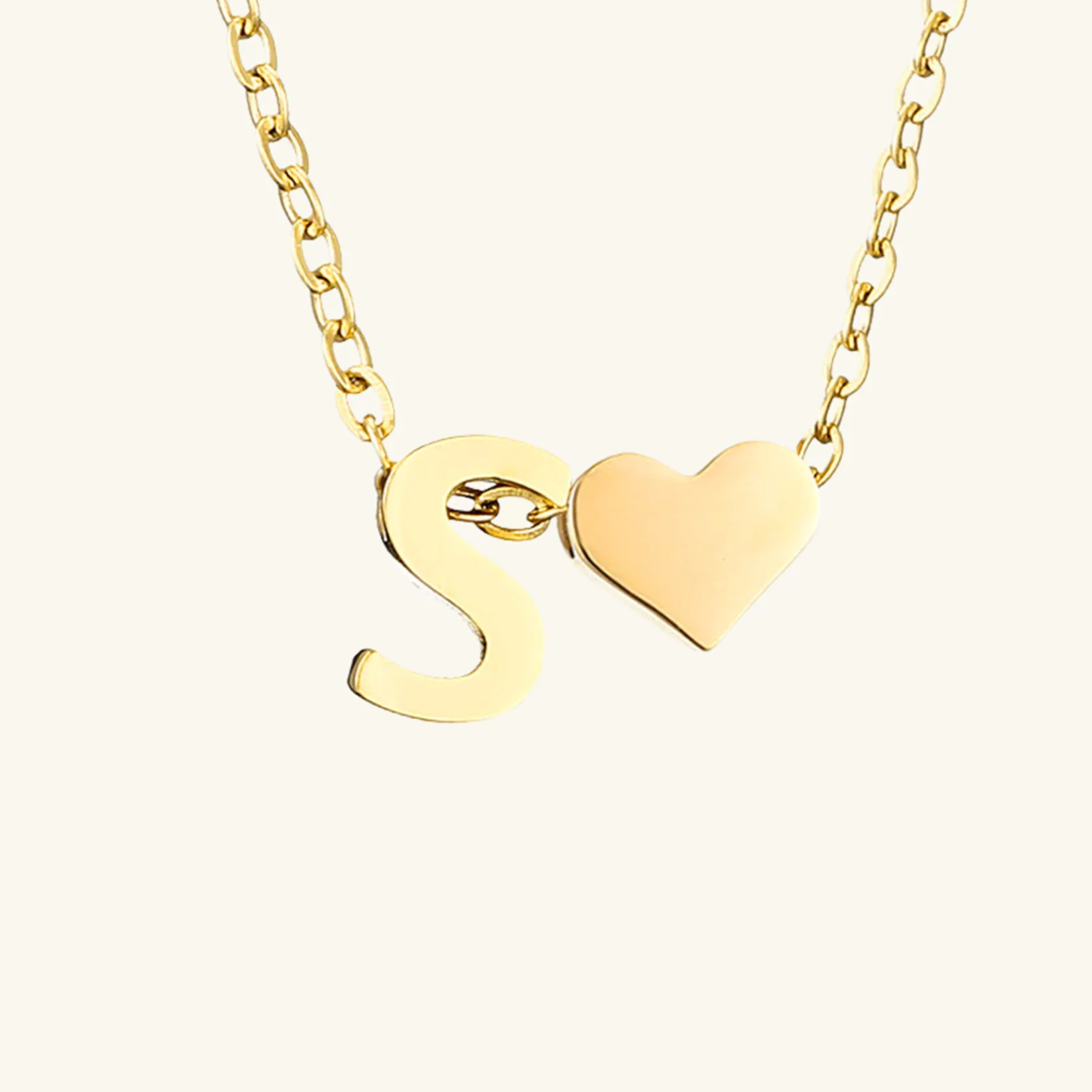 Small Heart Initial Letter Necklace