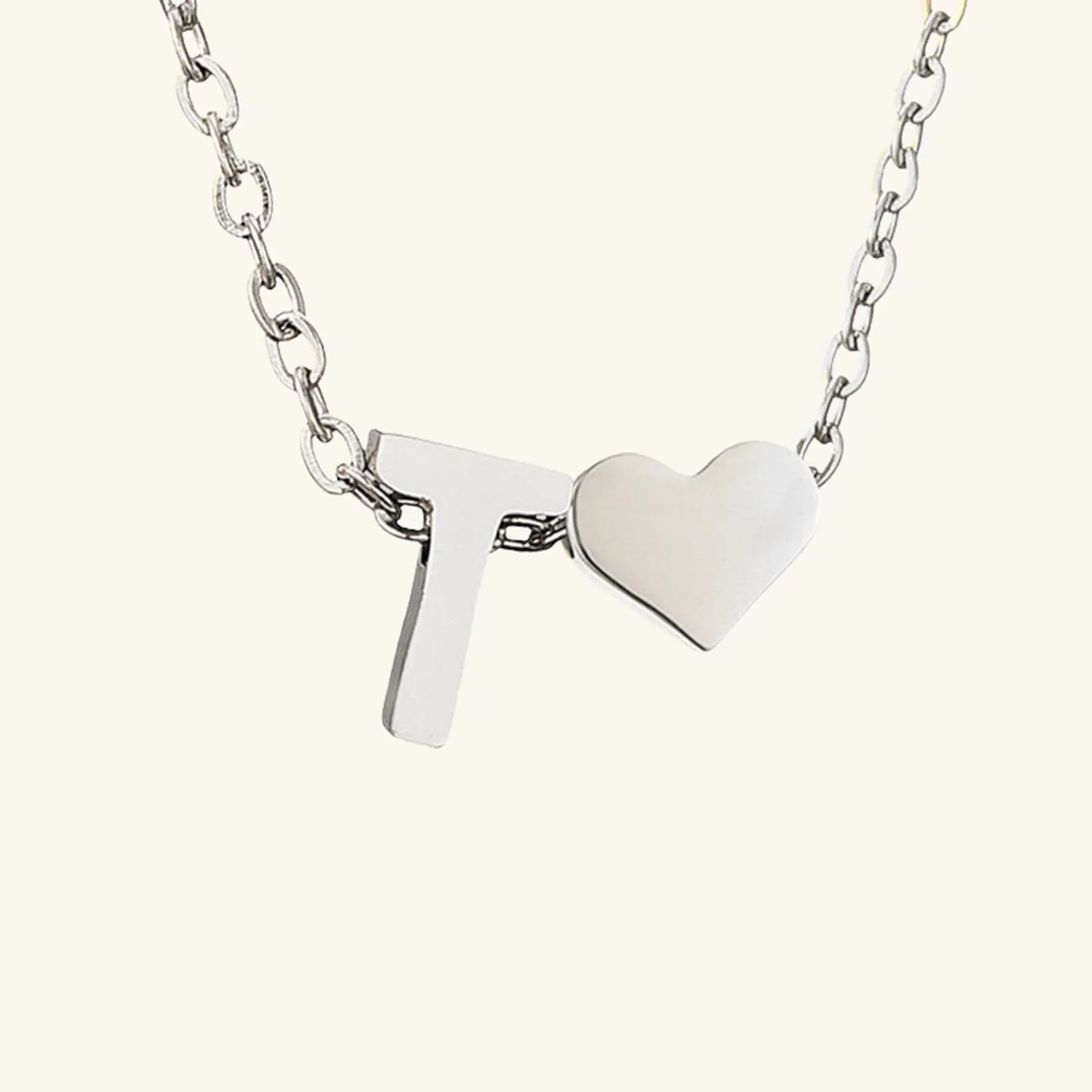 Small Heart Initial Letter Necklace