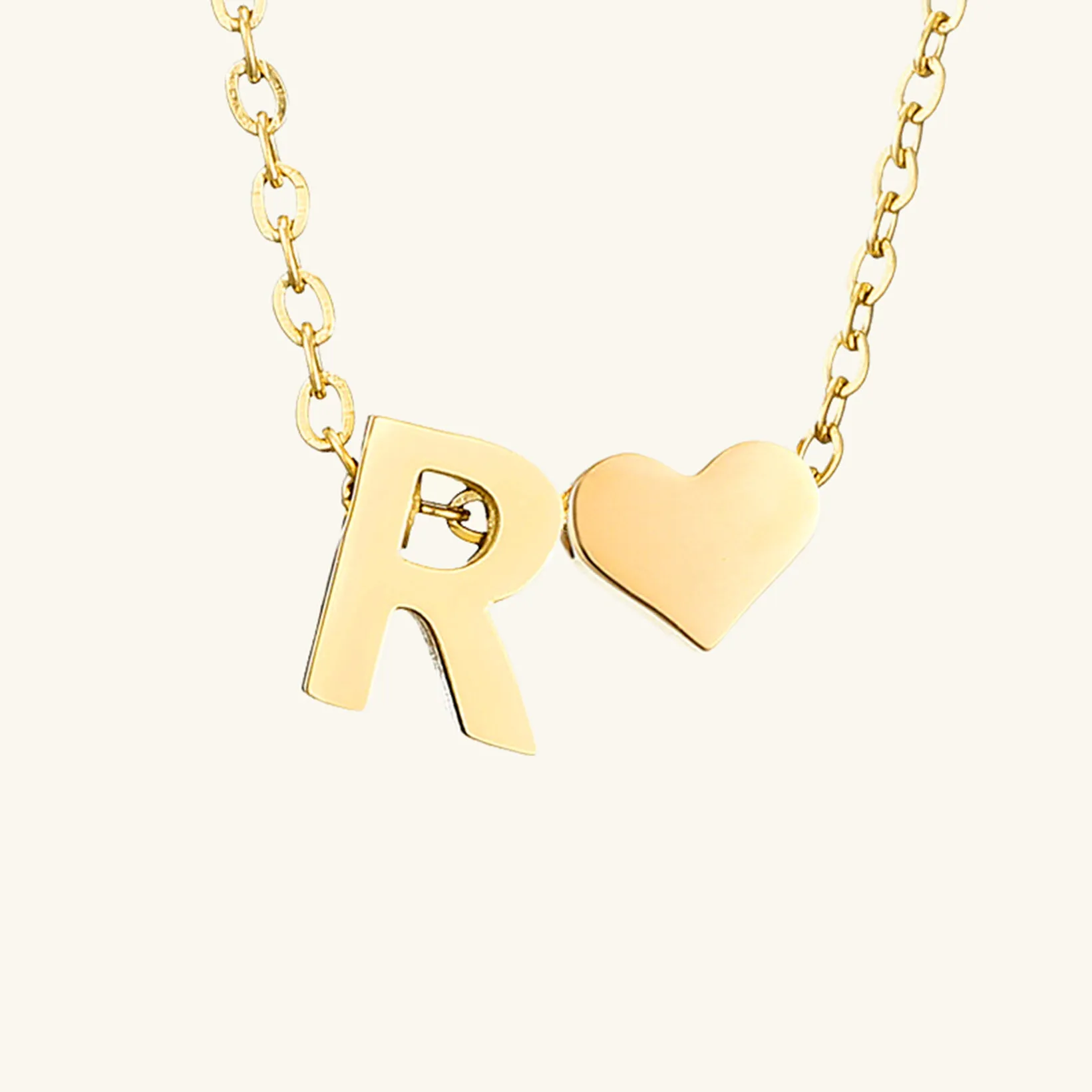 Small Heart Initial Letter Necklace