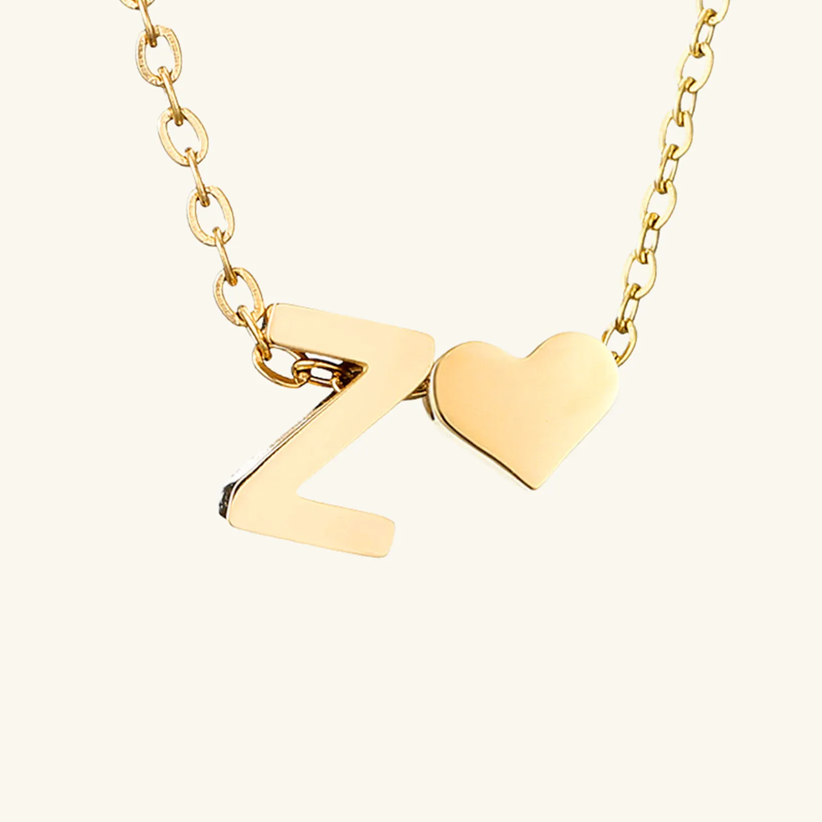 Small Heart Initial Letter Necklace