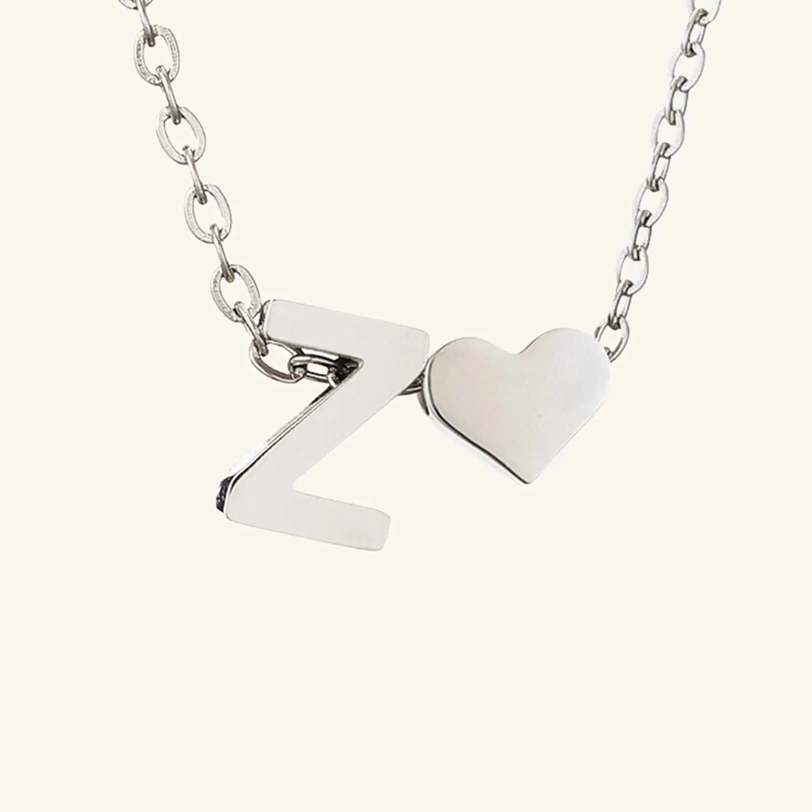 Small Heart Initial Letter Necklace